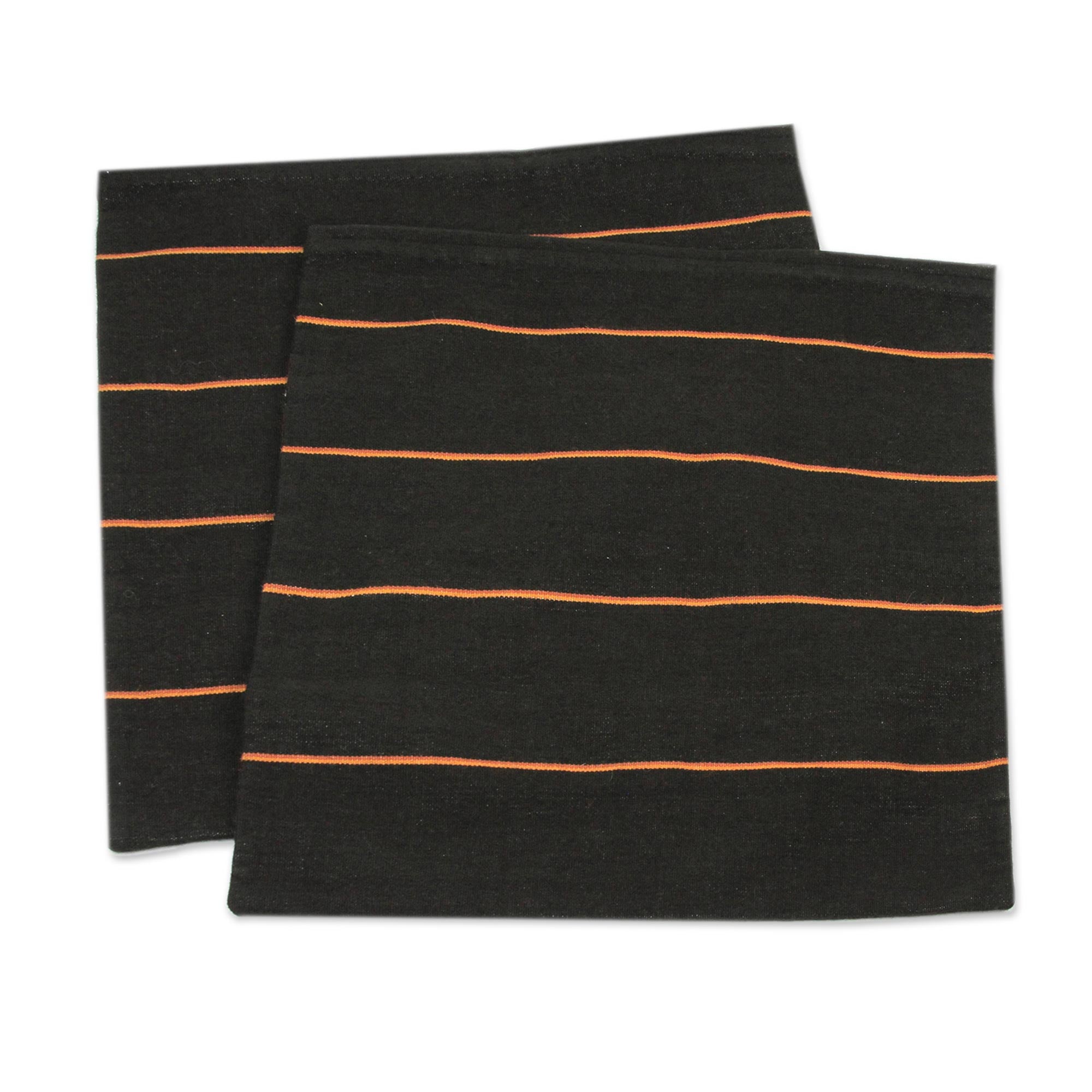 Premium Quechua Handwoven Alpaca Cushion Covers - Brown & Orange Pair