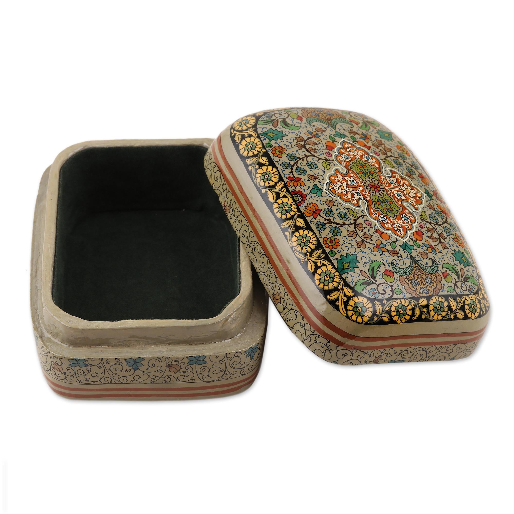Premium Royal Persia Handmade Papier Mache Jewelry Box with Persian Motif