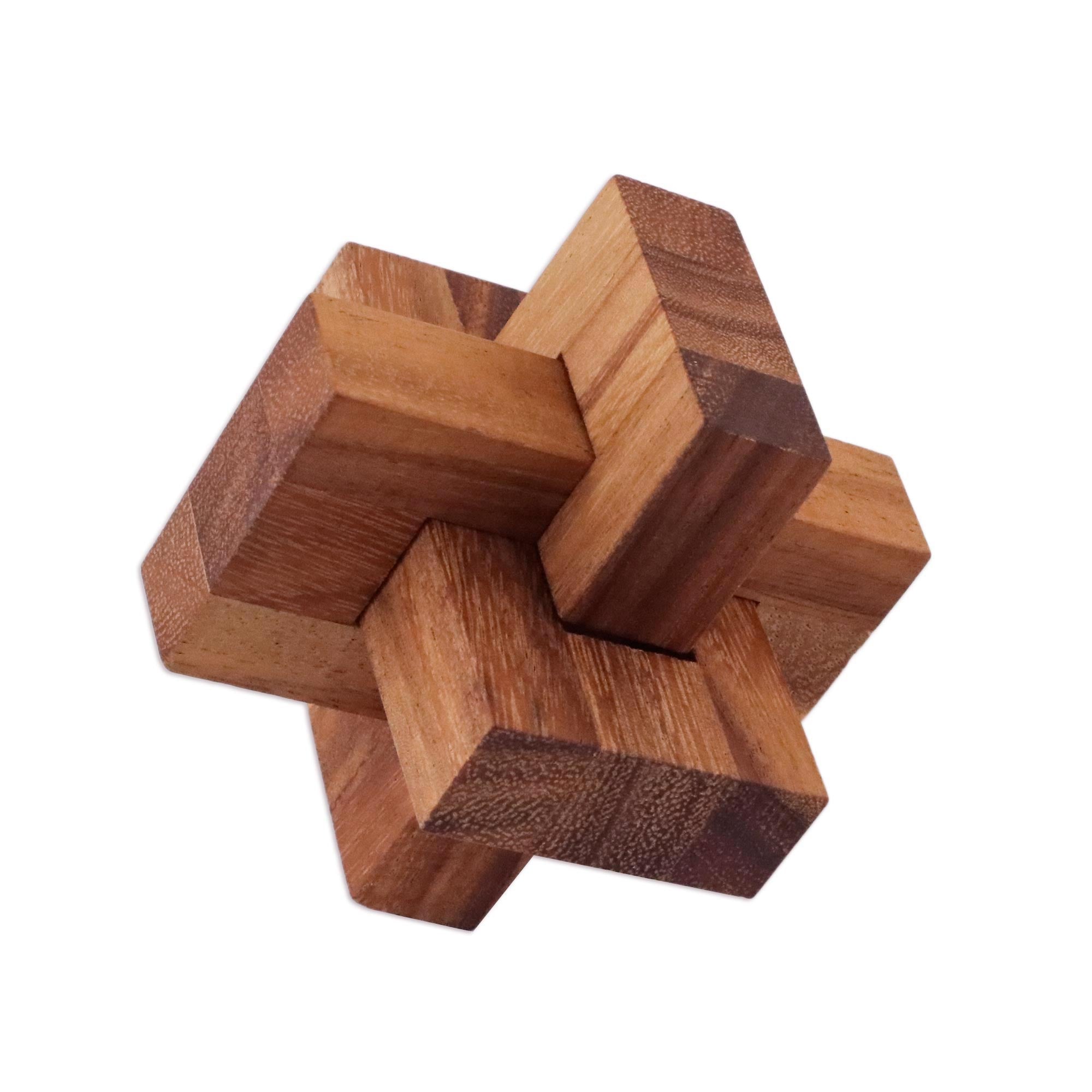 Premium Handcrafted Wooden Burr Puzzle - 'Friendly Letters' by Waraporn Khamsuk
