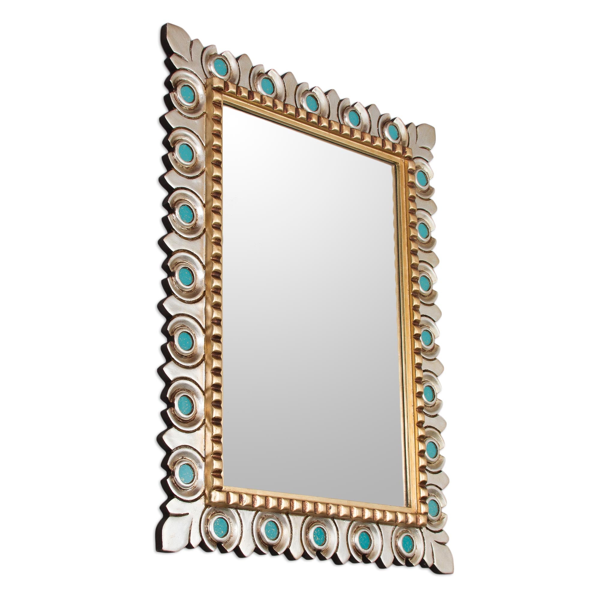 Premium Colonial Fleur de Lis Gilded Wood Wall Mirror - Handcrafted in Peru