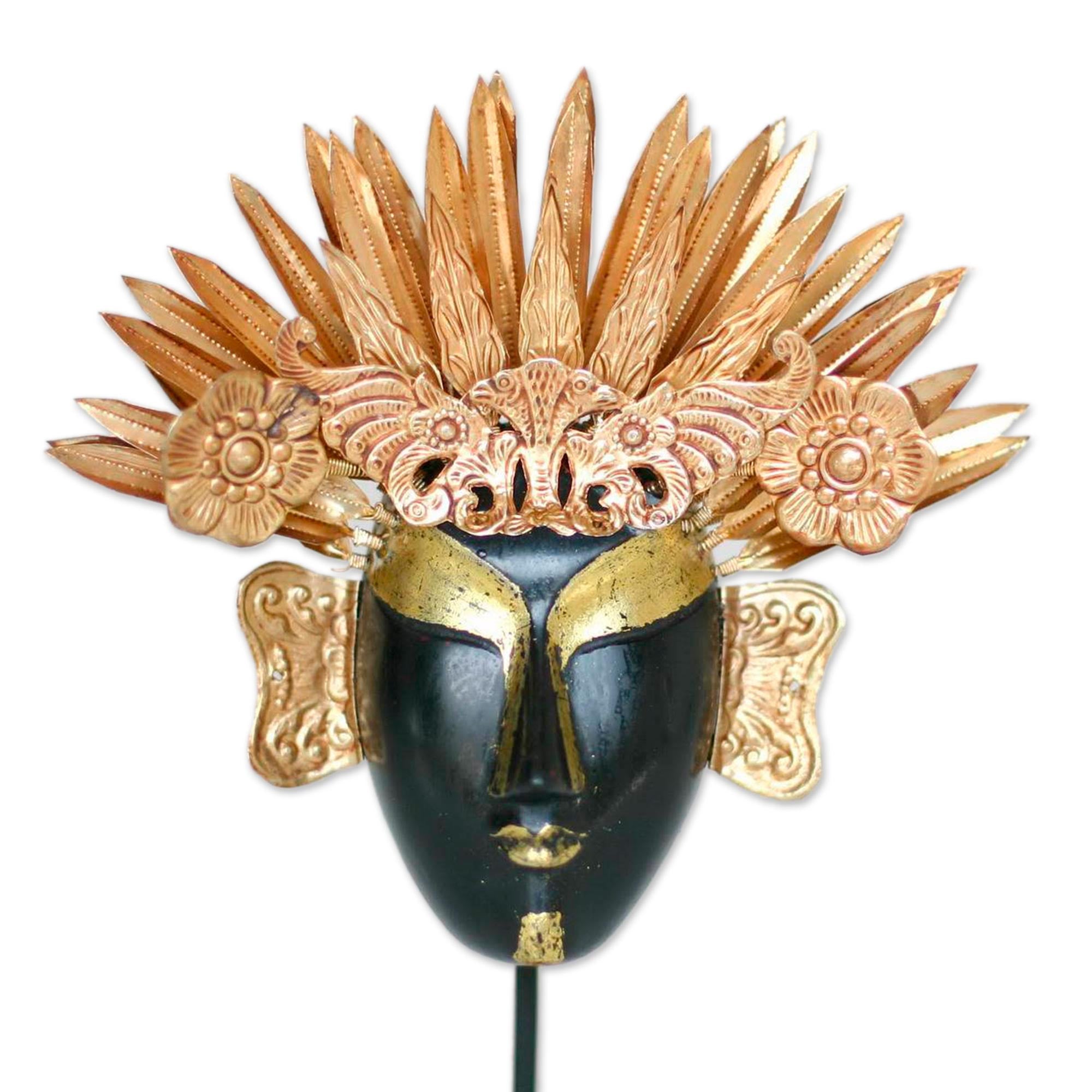 Premium Golden Queen Wood & Copper Mask