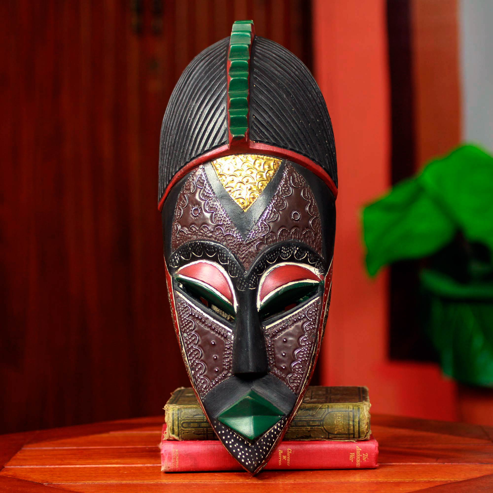 Premium Handcrafted African Mask - Heart Secrets Ornate Multicolor Wall Art
