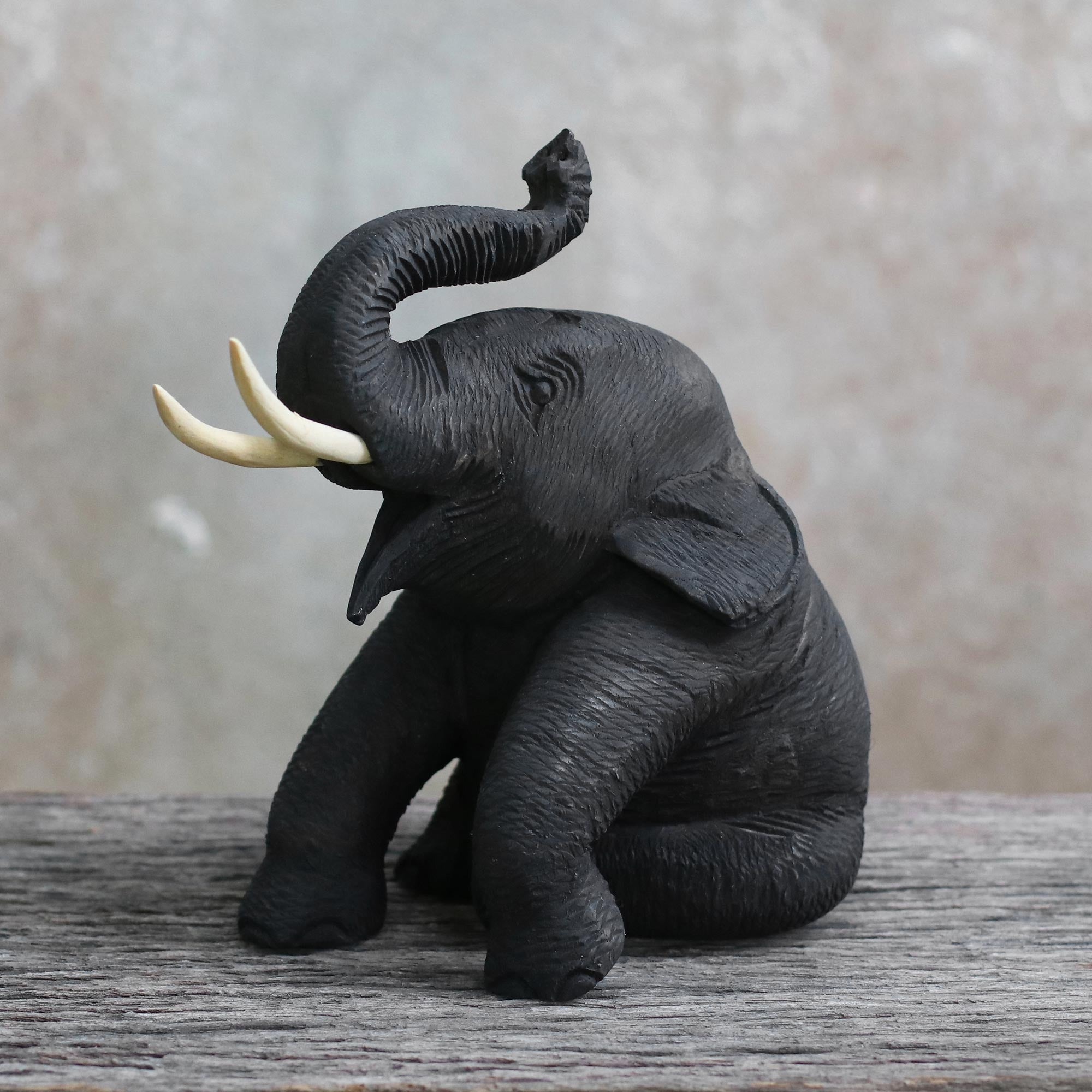 Premium Hand-Carved Teak Wood Elephant Statue – Welcome Smile Collection