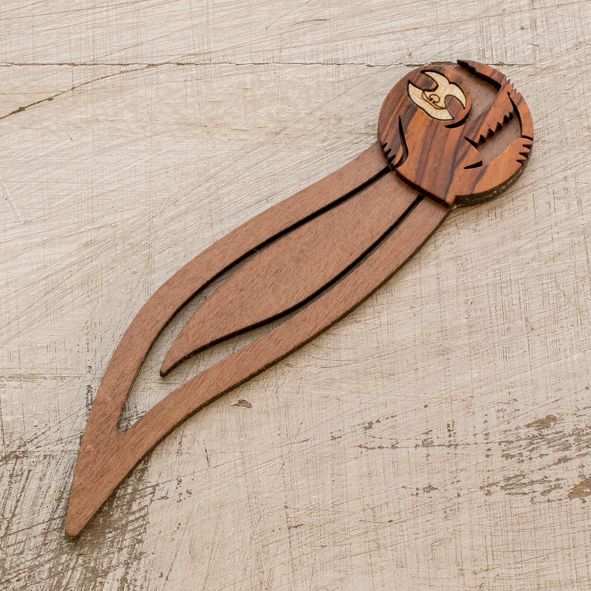 Premium Sloth-Themed Teak Wood Bookmark - Handcrafted in Costa Rica