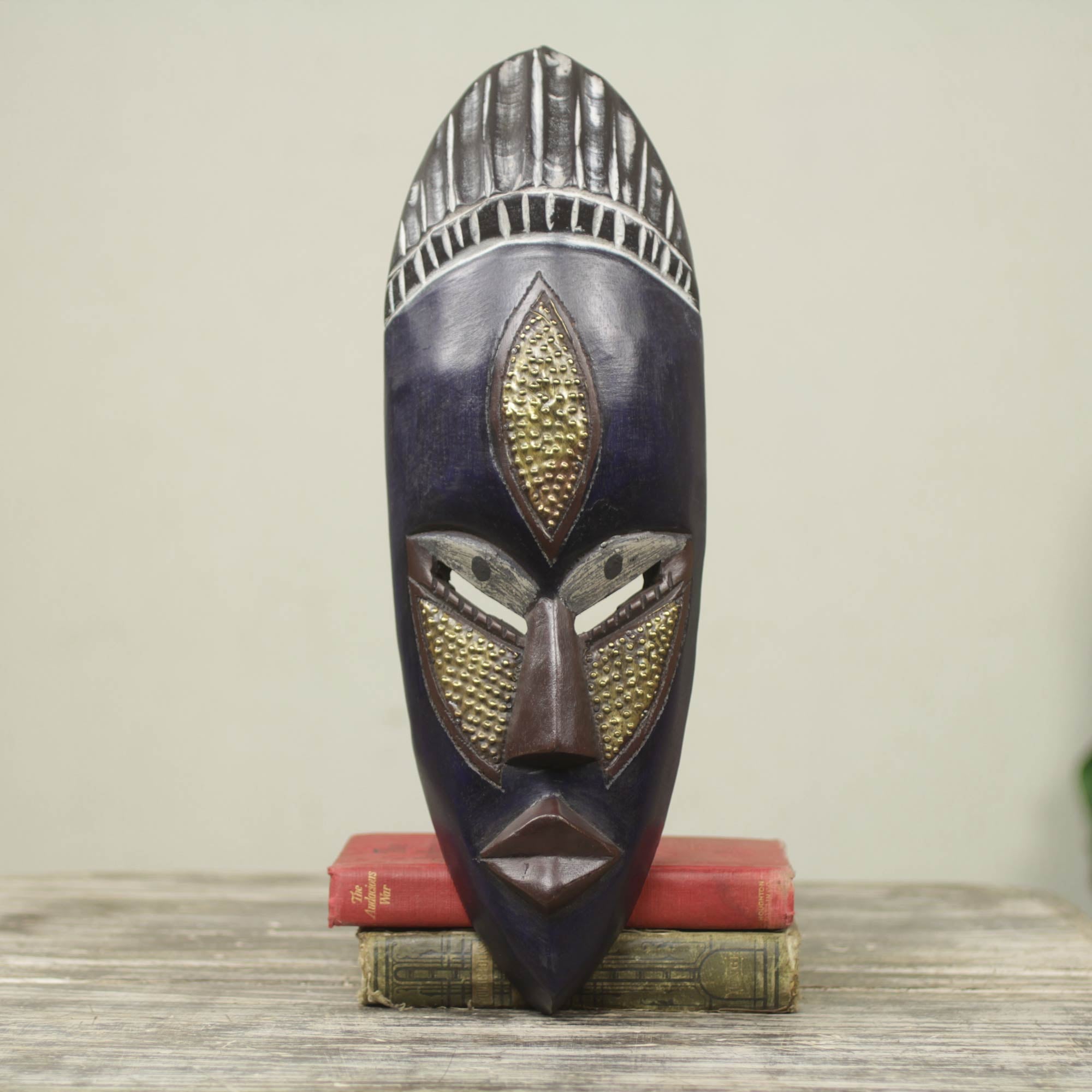 Premium Densu Priest African Wood Mask - Handcrafted Artisan Masterpiece