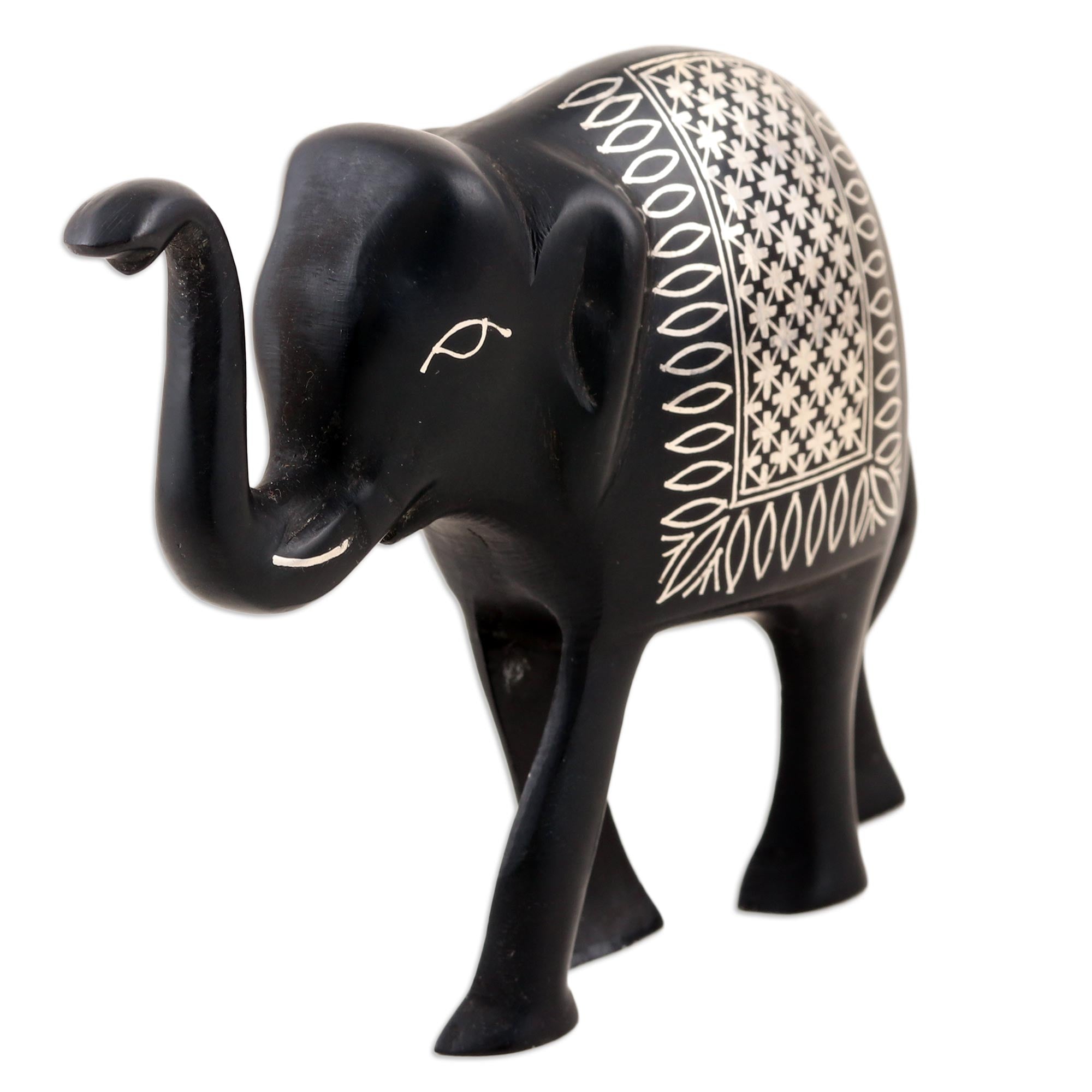 Premium Silver Inlay Bidri Elephant Figurine – Handcrafted Indian Artistry