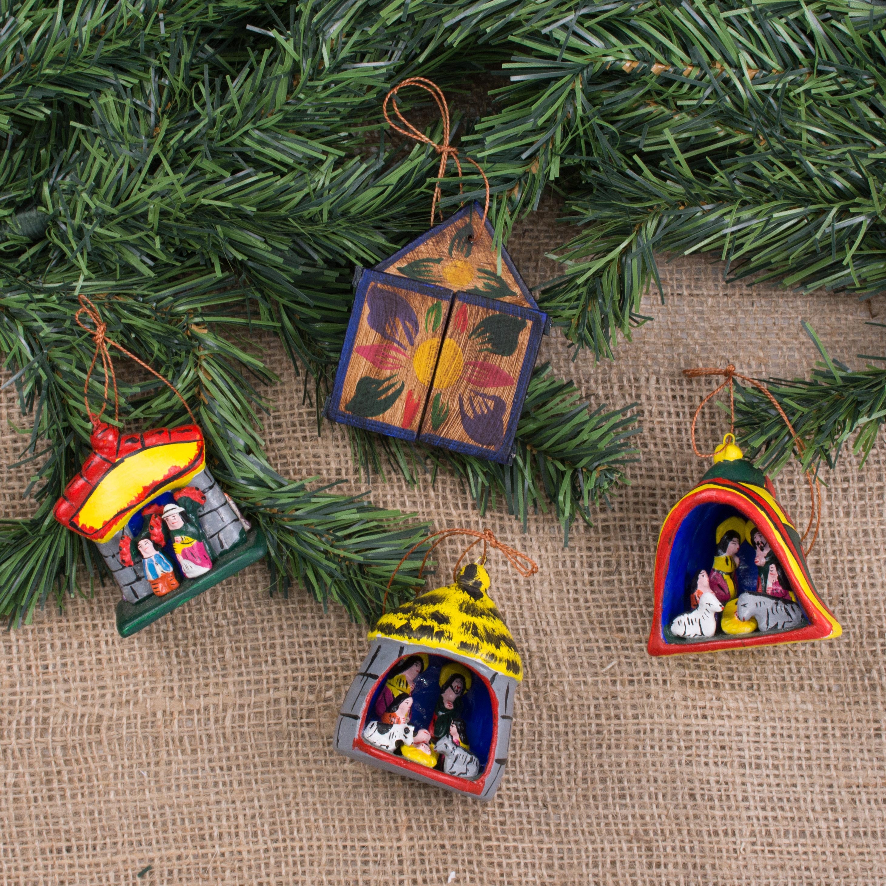Premium Handcrafted Nativity Christmas Ornaments Set of 4 - Andean Inspired