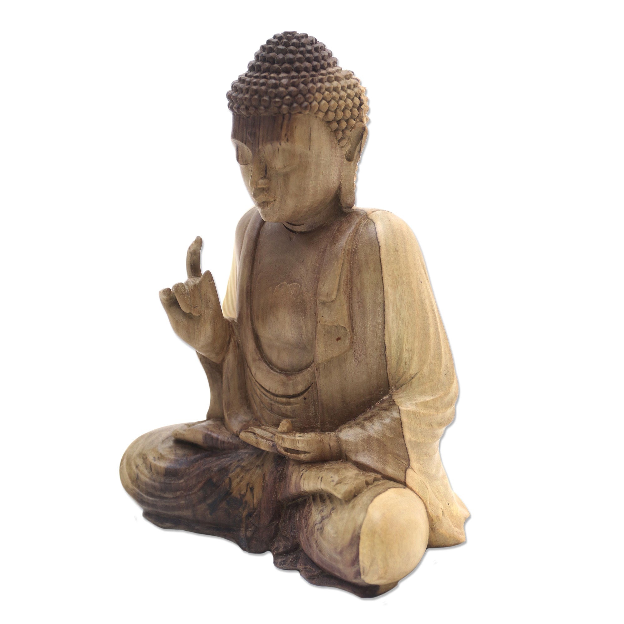 Premium Hand-Carved Hibiscus Wood Buddha Sculpture - 'Semedi' from Indonesia