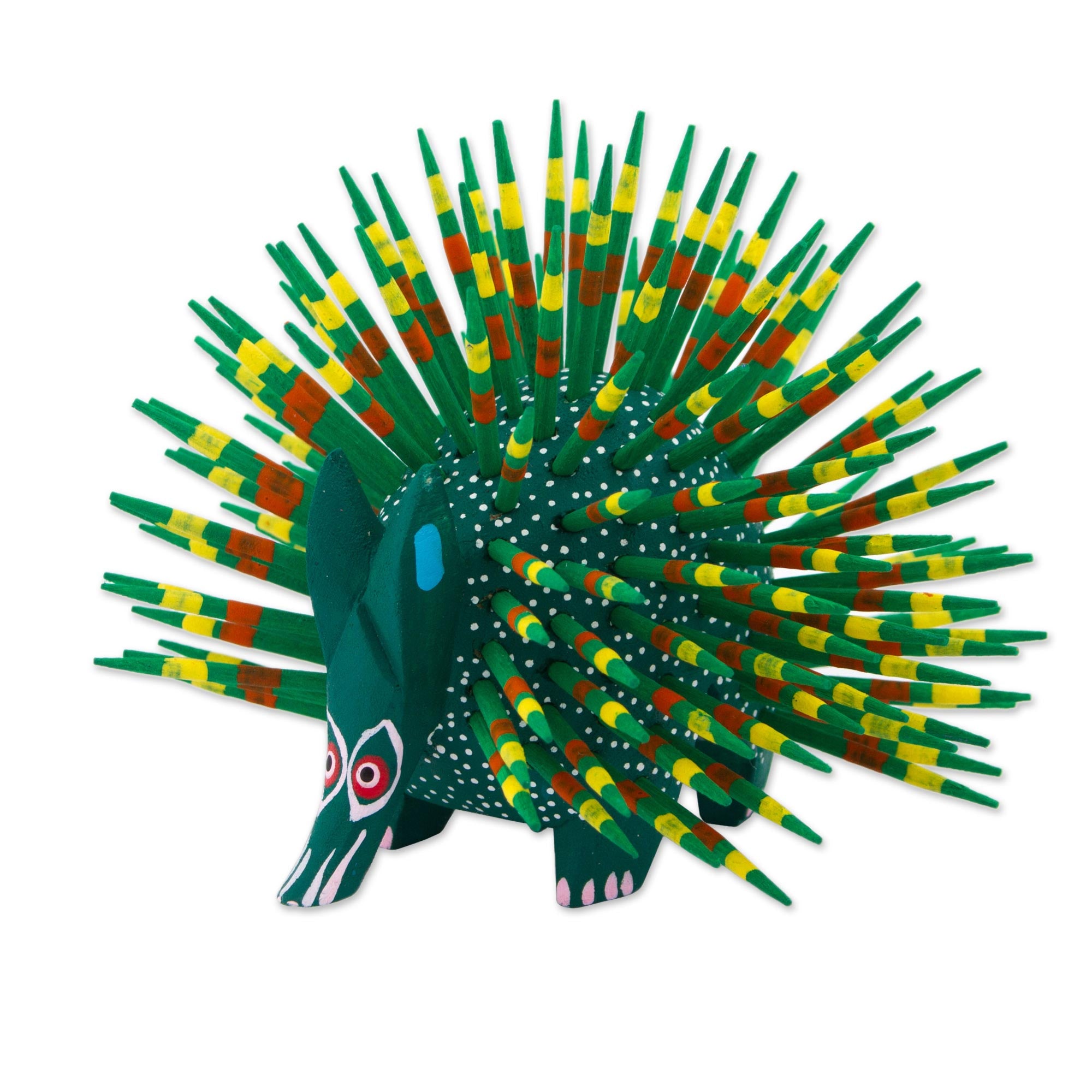 Premium Handcrafted Green Alebrije Porcupine Sculpture