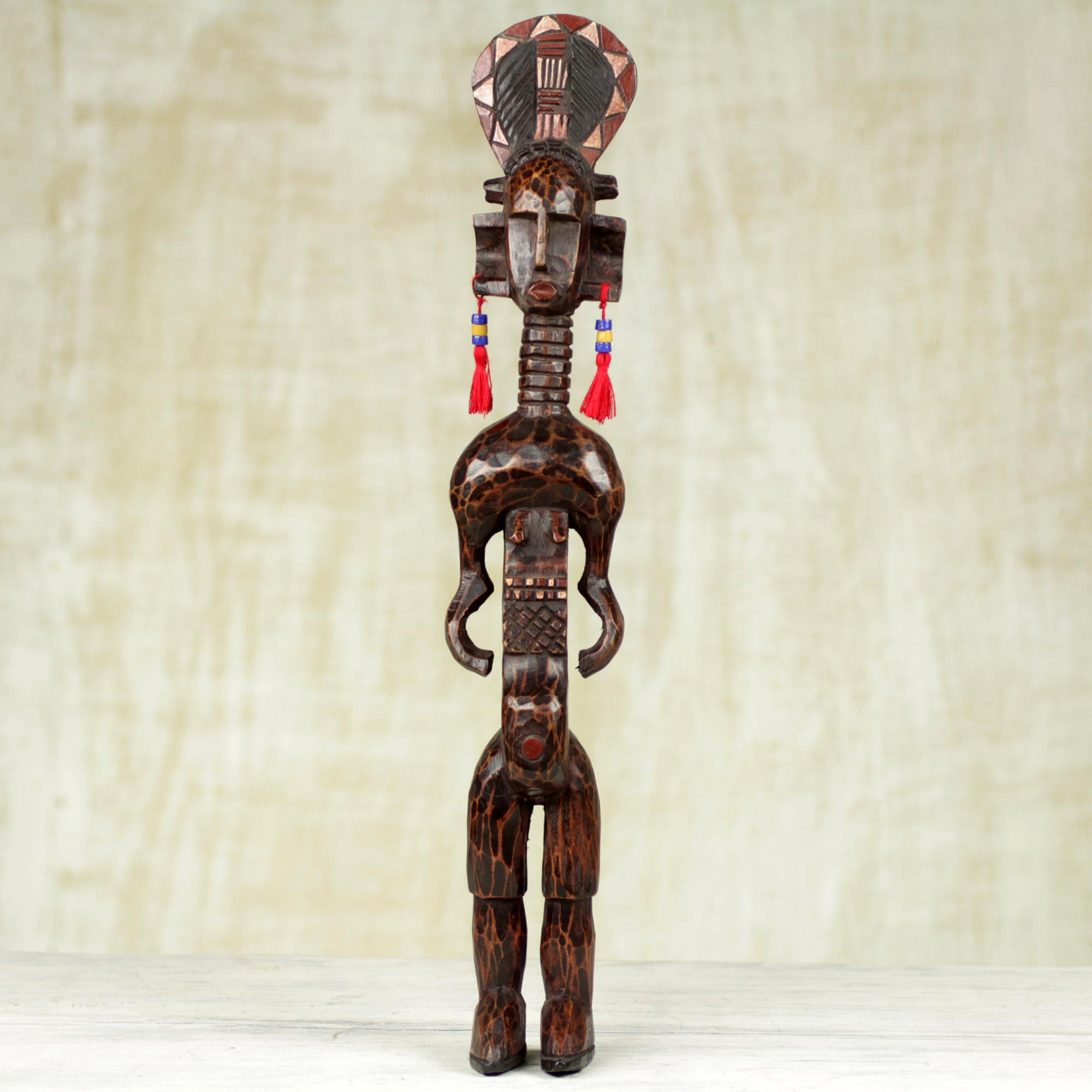 Premium Hand-Carved Sese Wood Warrior Statue – Watchful Guardian