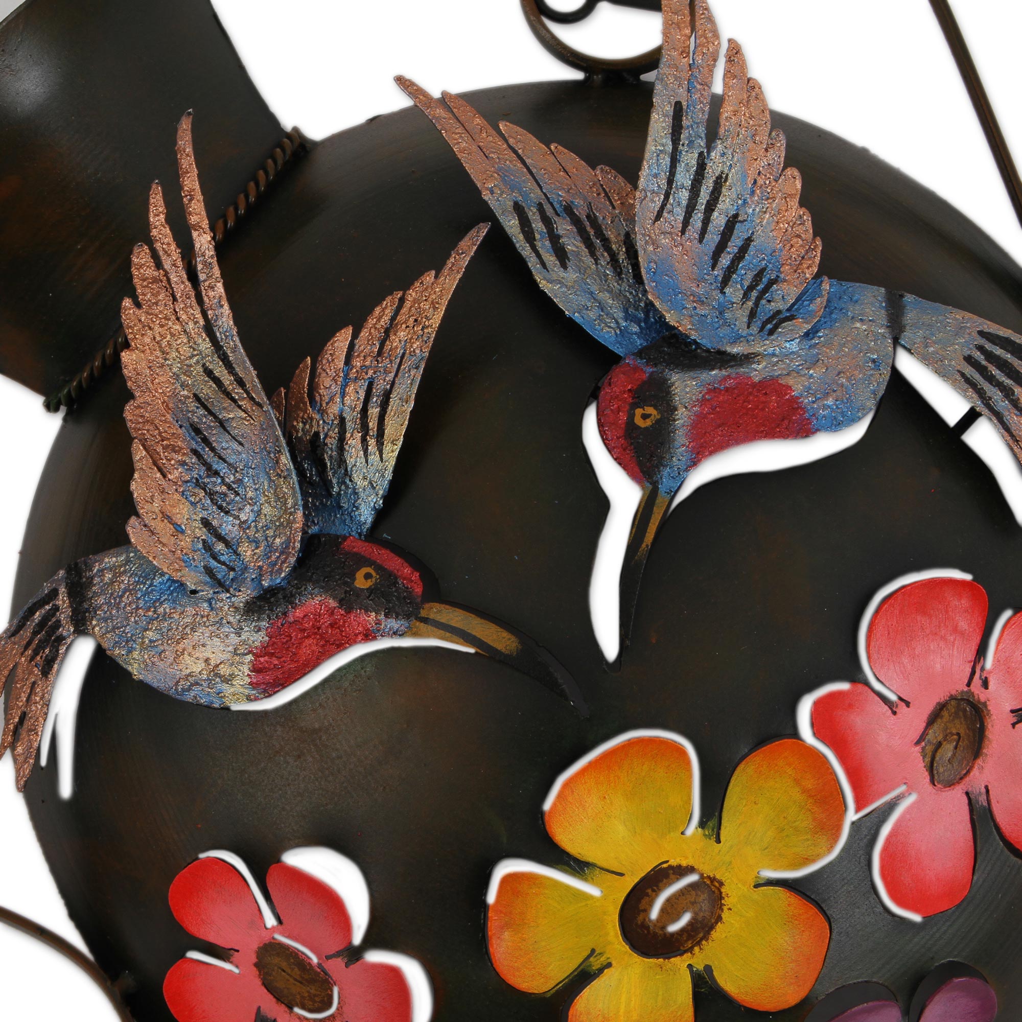Premium Floral Hummingbird Steel Wall Sculpture - Handcrafted Art from Mexico