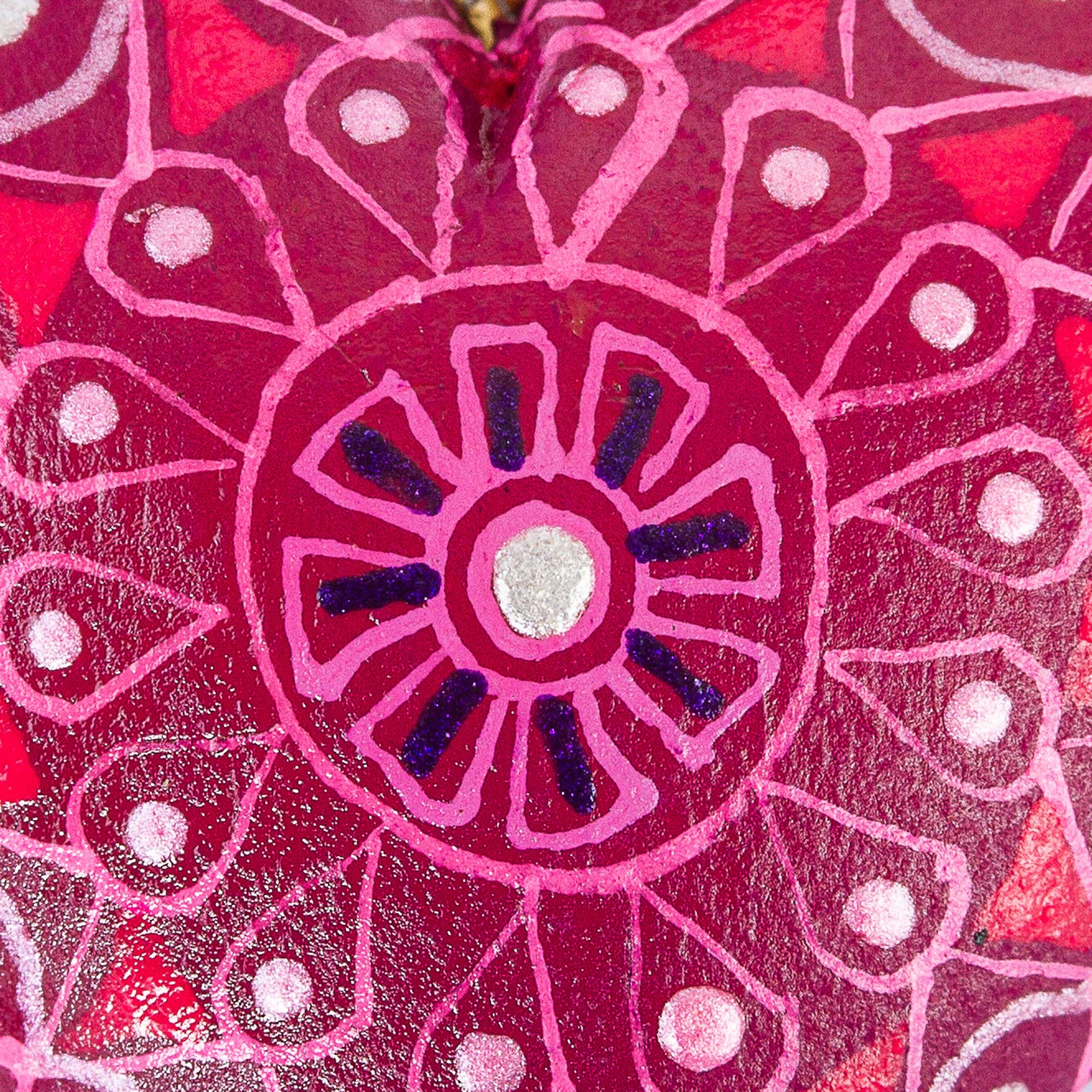 Premium Handcrafted Alebrije-Style Cherry Heart Key Fob - Unique Folk Art Design