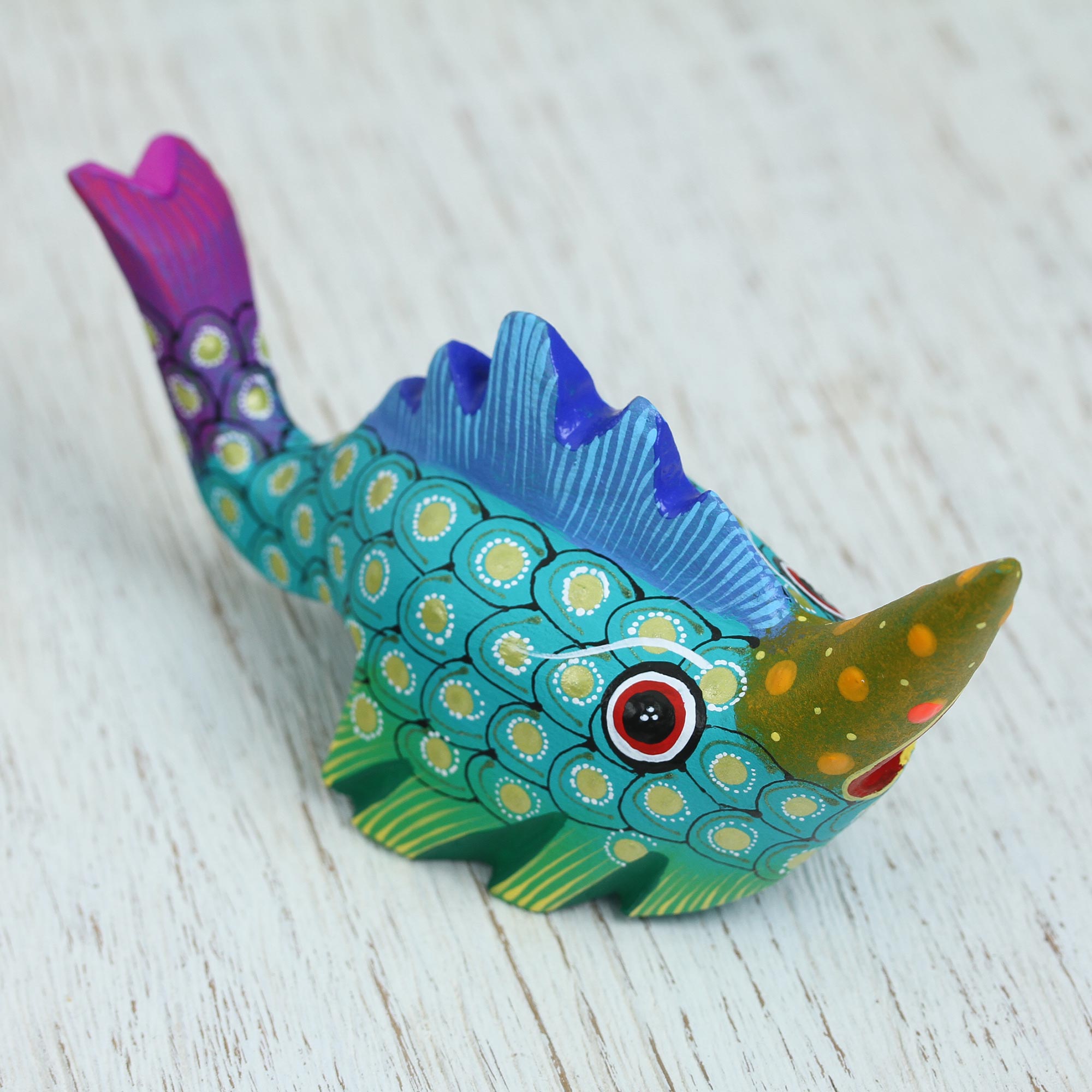 Premium Hand-Painted Swordfish Alebrije Figurine - Authentic Mexican Artisan Craft