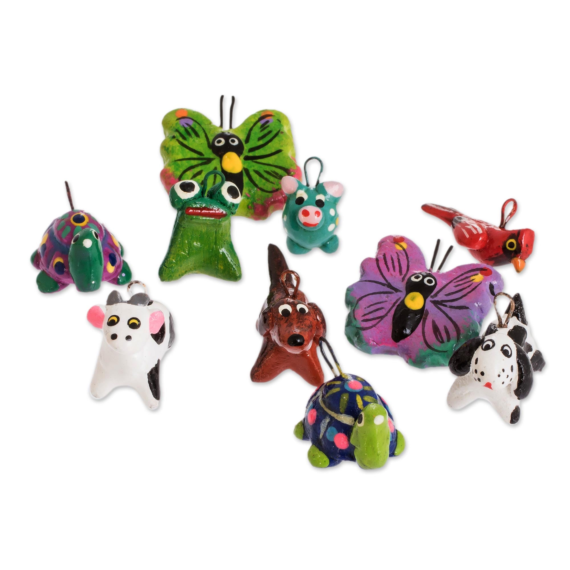 Premium Handcrafted Noah's Ark Terracotta Animal Ornaments - Set of 30