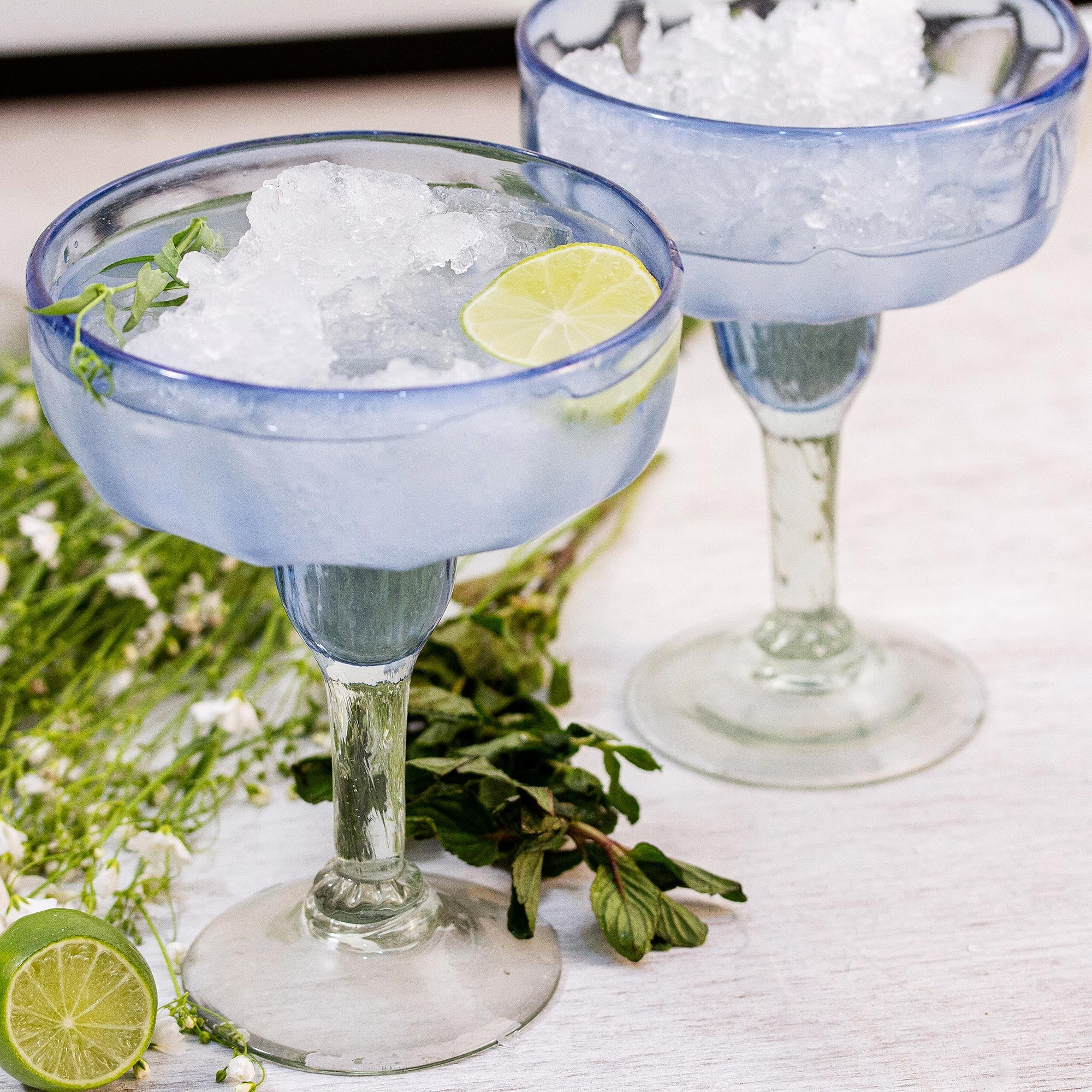 Premium Hand-Blown Blue Margarita Glasses Set of 6 - Fiesta Azul Collection