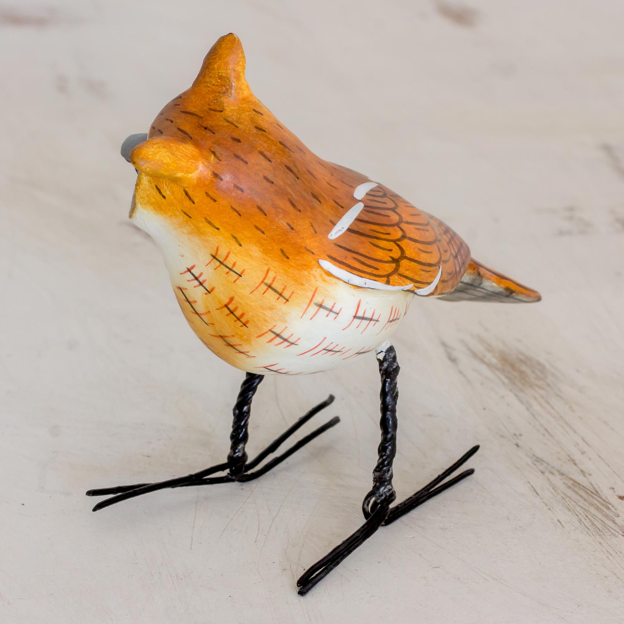 Premium Handcrafted Eastern Screech Owl Ceramic Figurine – Artisan Sculpted & Painted