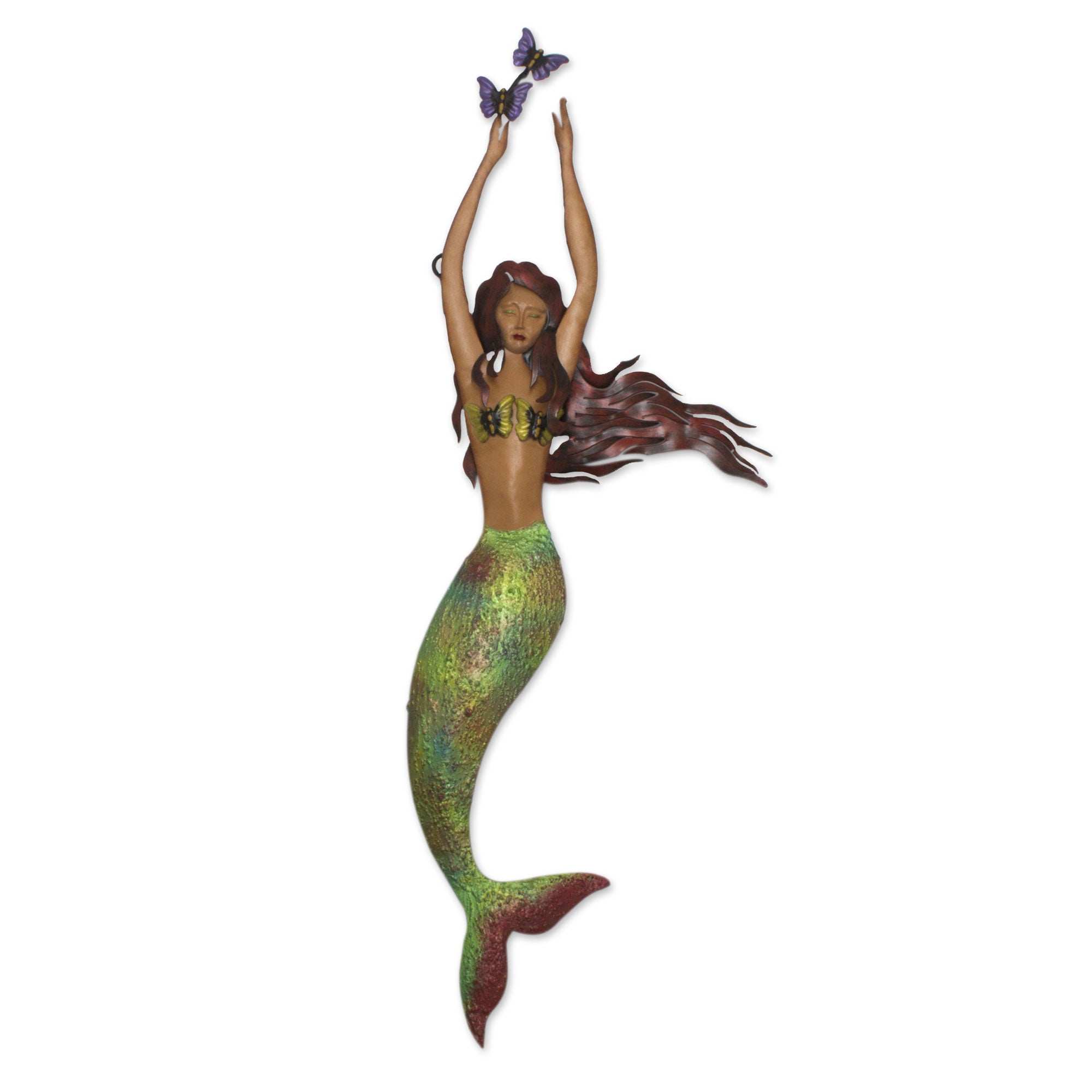 Premium Handcrafted Mermaid and Butterfly Iron Wall Sculpture