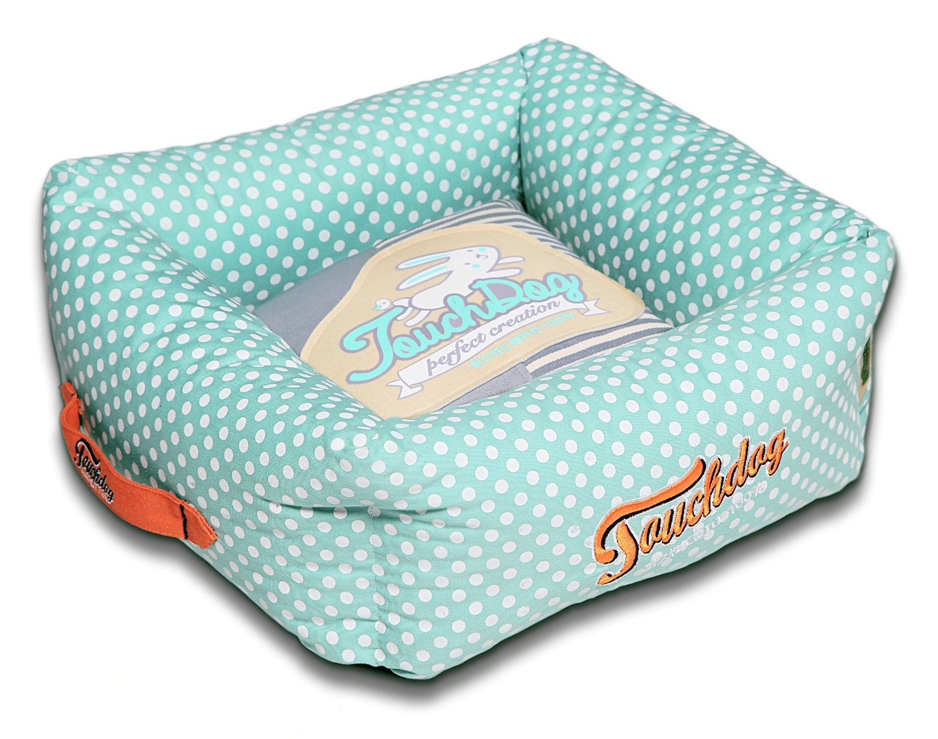 Touchdog™ Polka-Striped Premium Easy-Wash Dog Bed