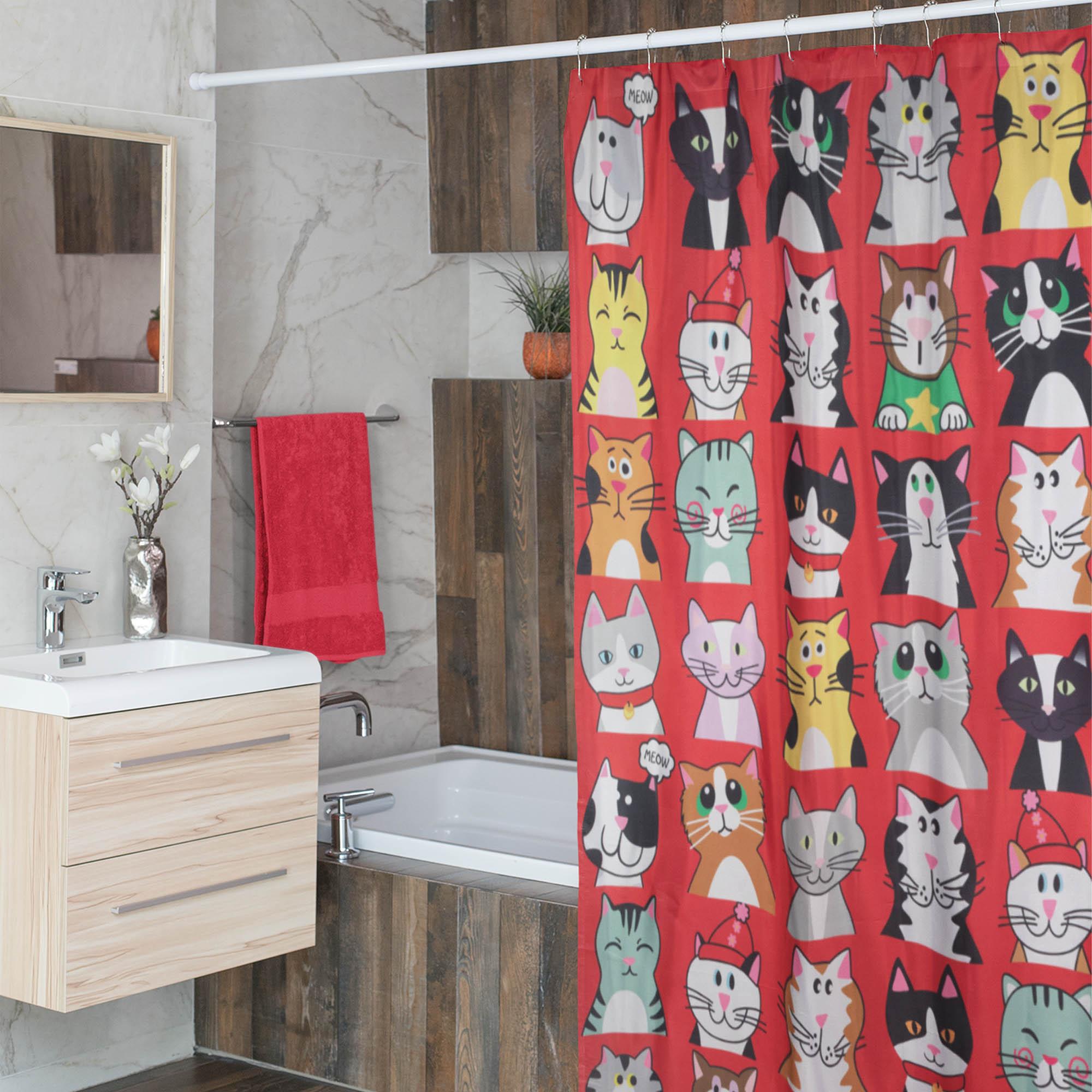 Premium Animal Lover's Shower Curtain Set with 12 Hooks - Upgrade Your Bathroom Decor