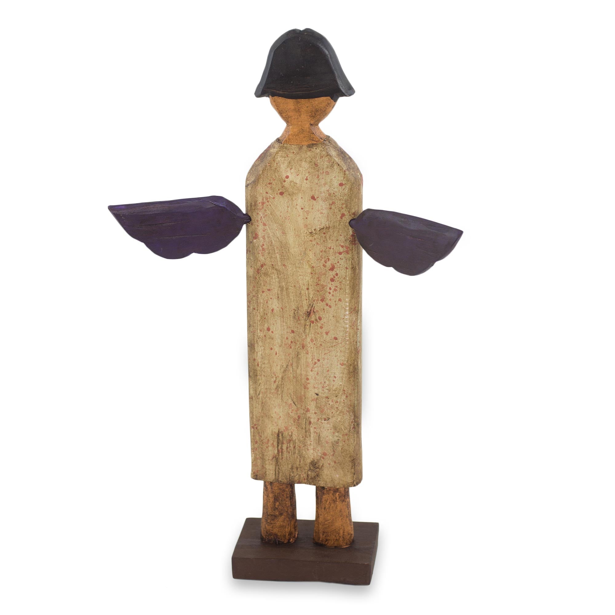 Premium Angel of Peace Hand-Carved Pinewood Sculpture with Removable Wings