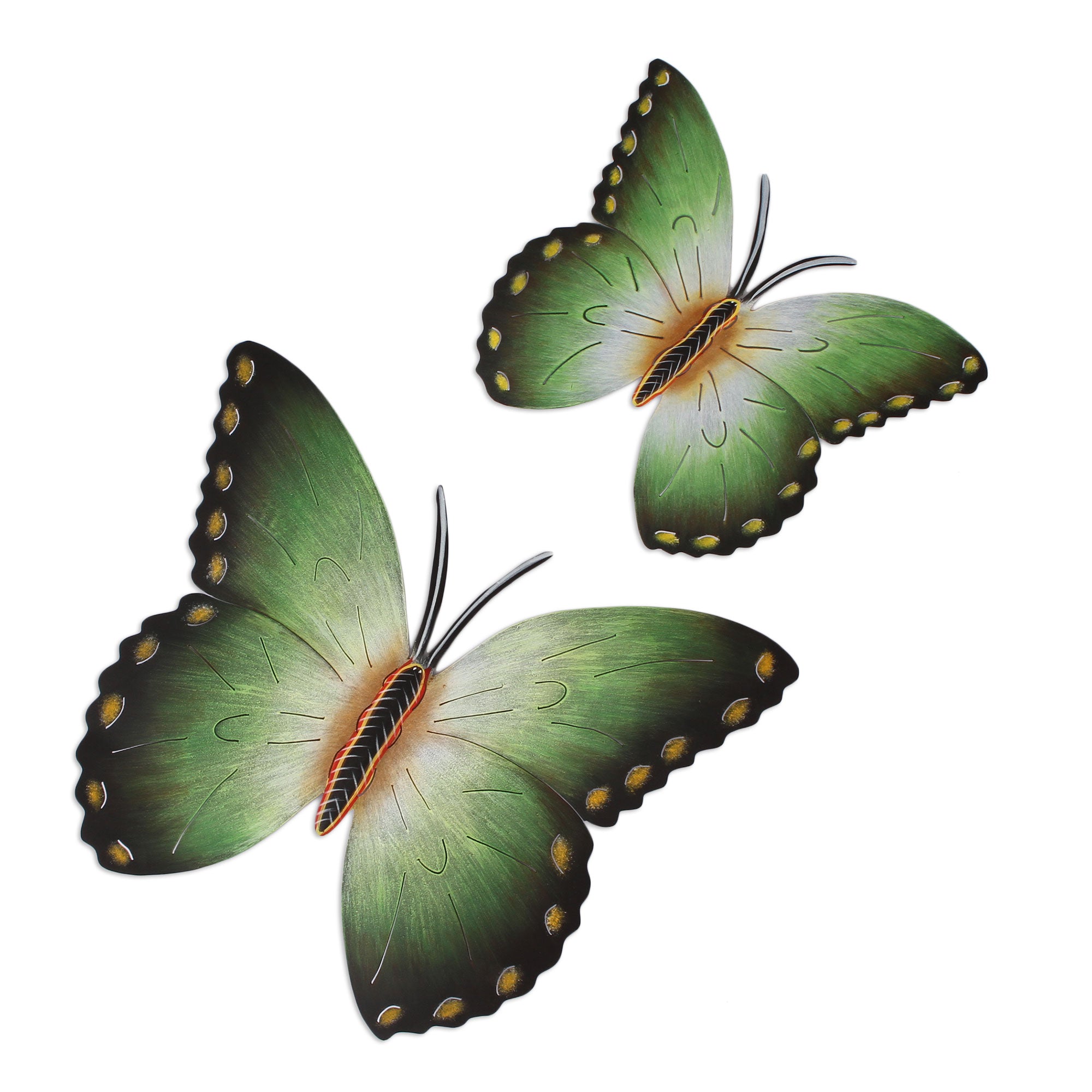 Premium Bamboo Butterflies Steel Wall Art - Handcrafted Pair
