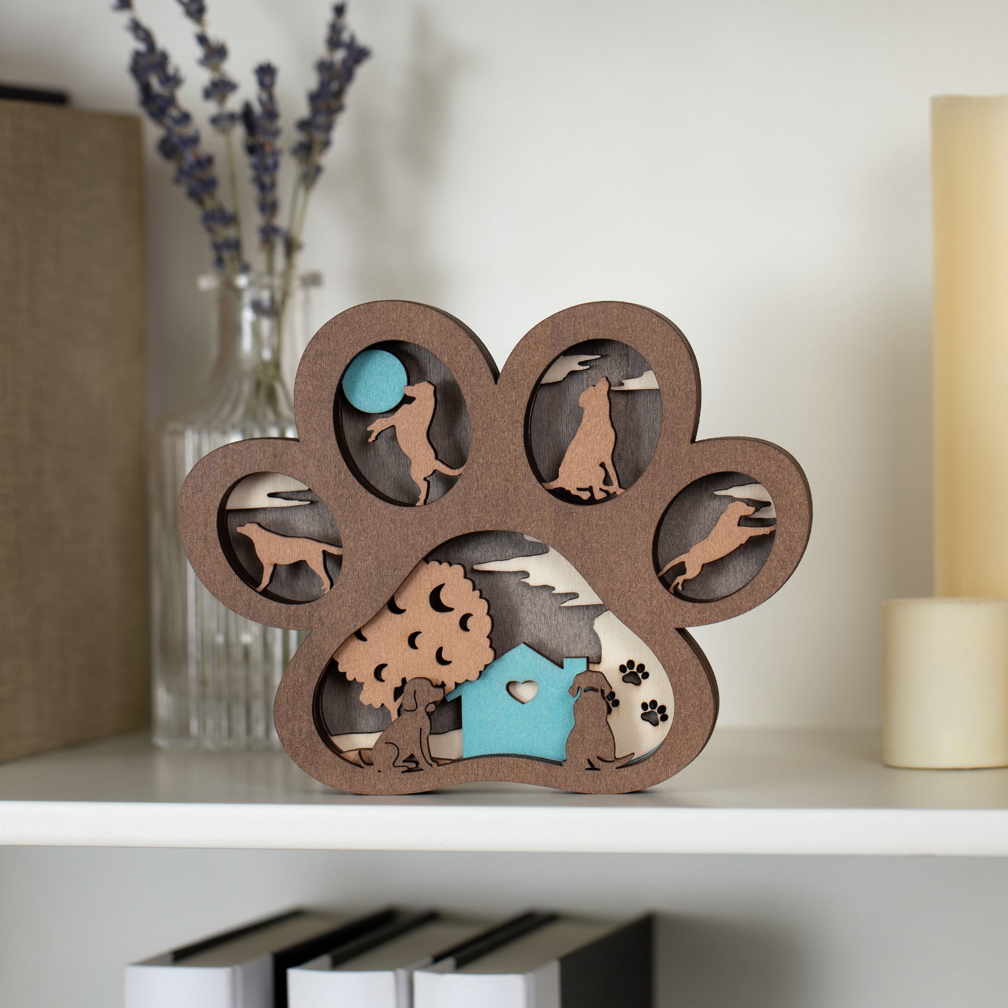 Premium Baltic Basswood Paw Print Shelf Decor - Ultimate Pet Lover's Collection