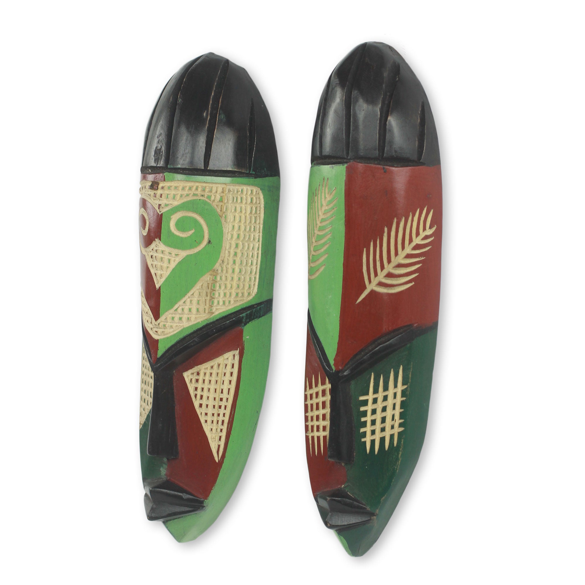 Premium Hand-Carved Haboki African Friendship Masks (Pair) - Ultimate Wall Decor