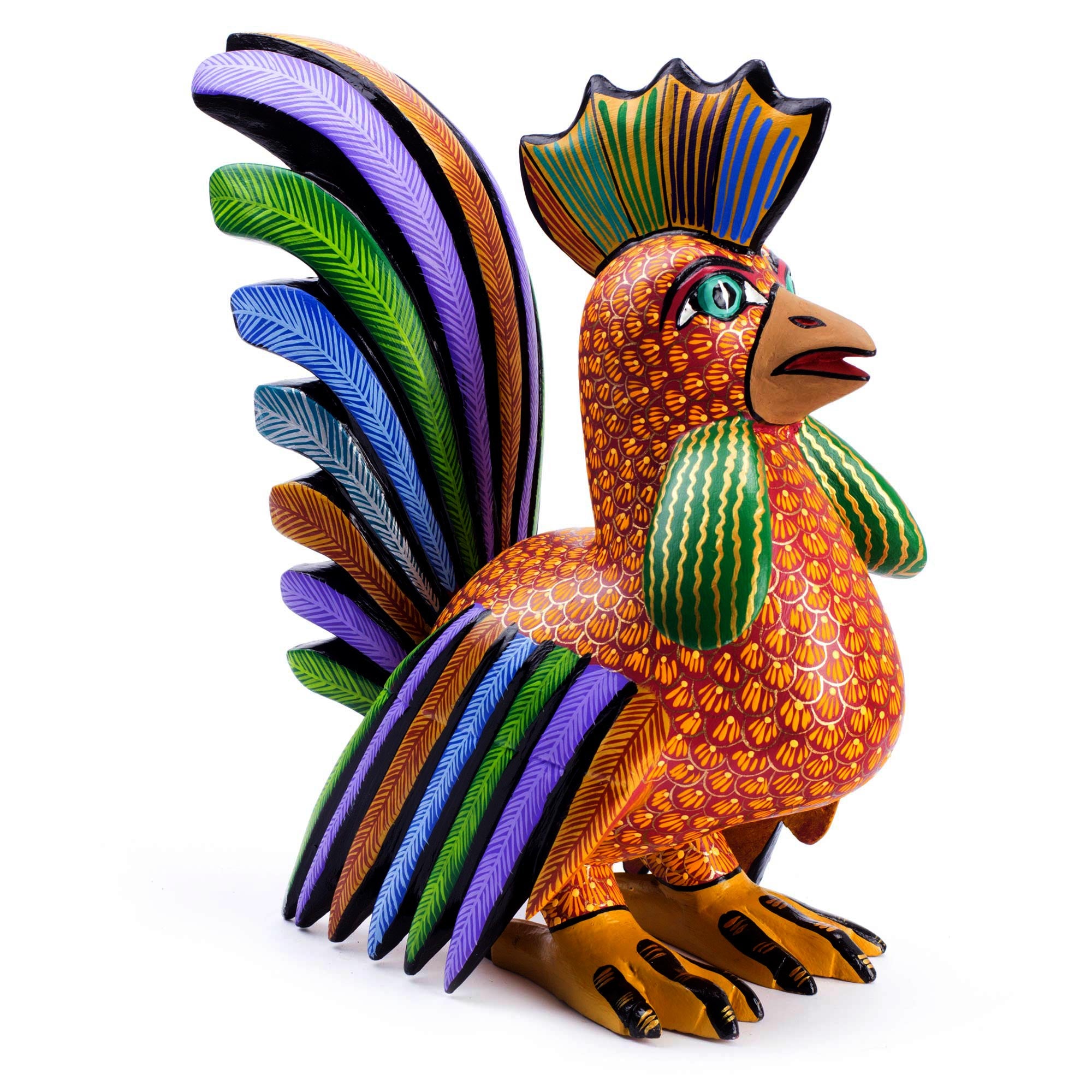 Premium Proud Rooster Alebrije Sculpture - Handcrafted Mexican Folk Art