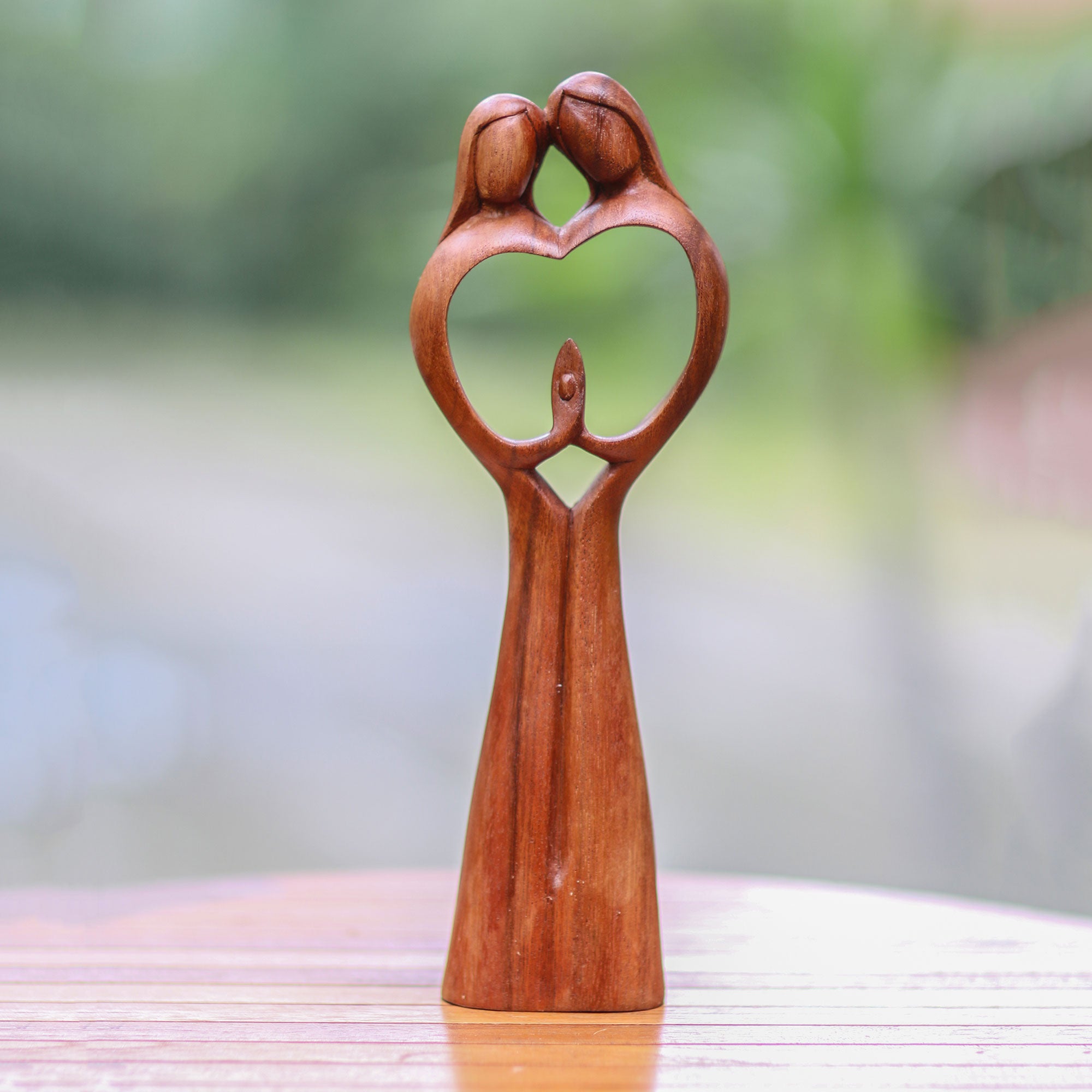 Premium Hand-Carved Suar Wood Heart Sculpture – Ultimate Symbol of Love