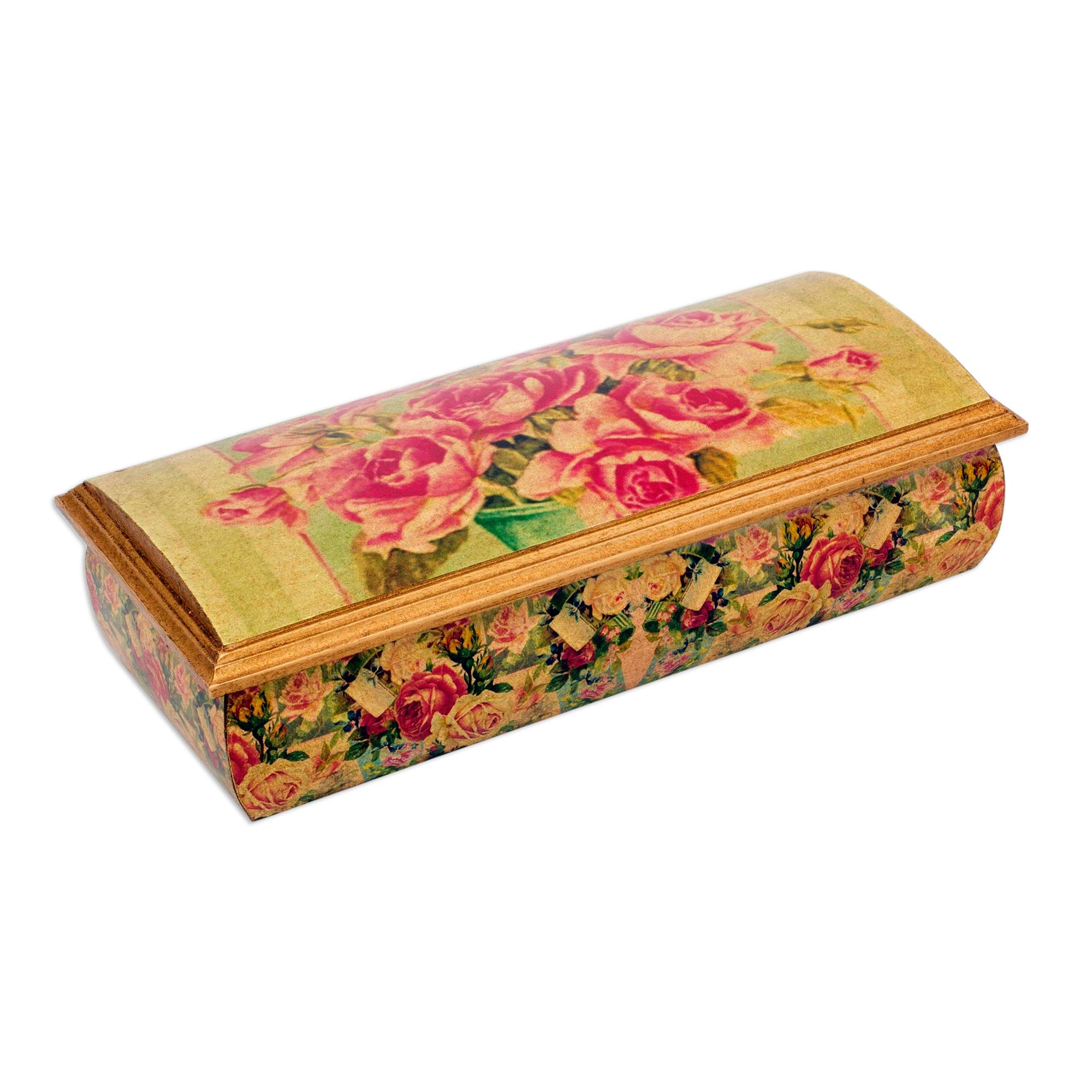 Premium Handcrafted Roses Mexico Jewelry Box with Mirror - Ultimate Floral Decoupage Design