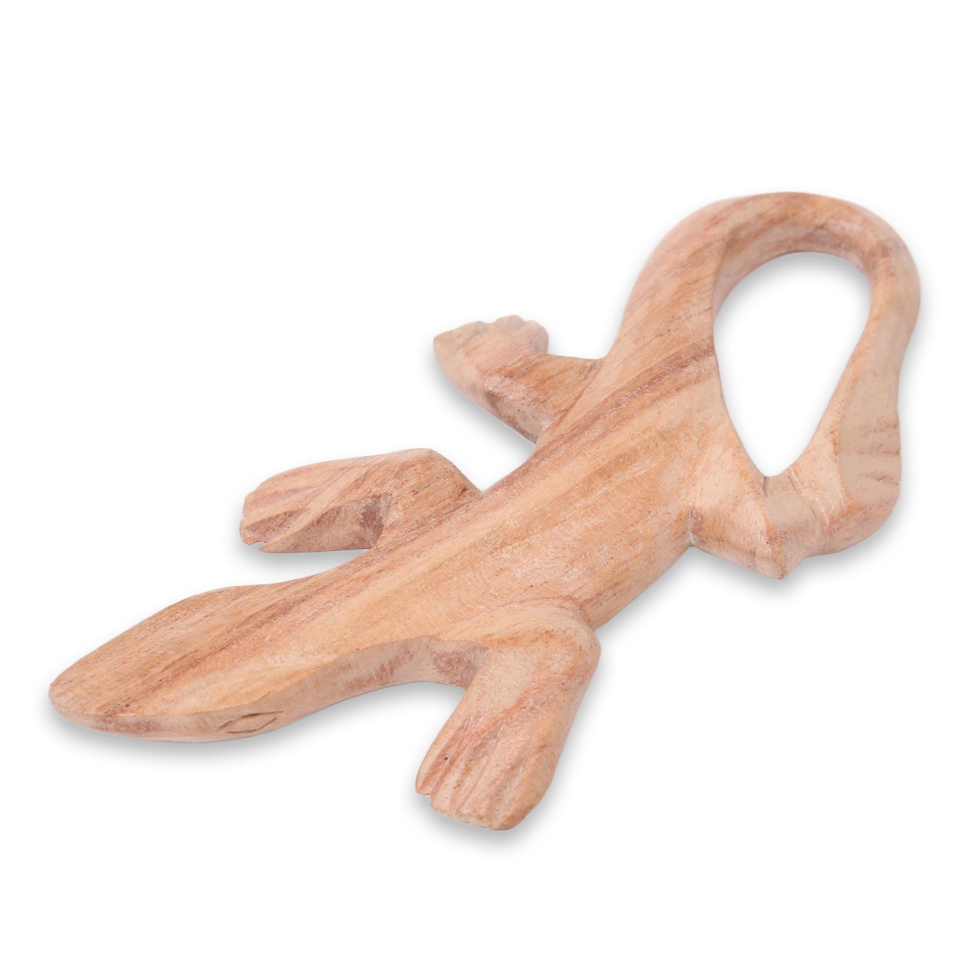Premium Gecko Dreamer Sculpture - Handcrafted Wood Art