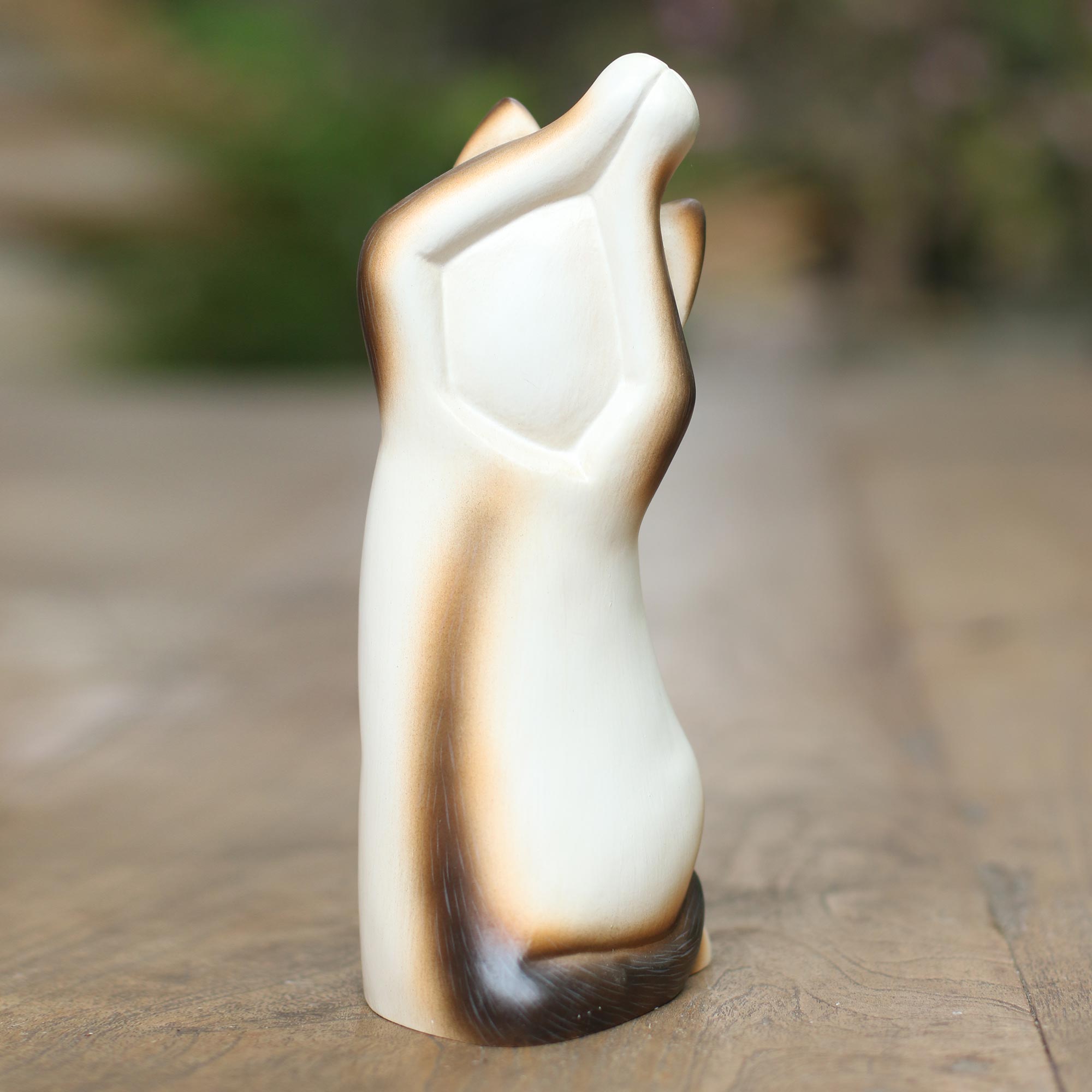Premium Siamese Cat Yoga Statue - Handcrafted Wooden Art