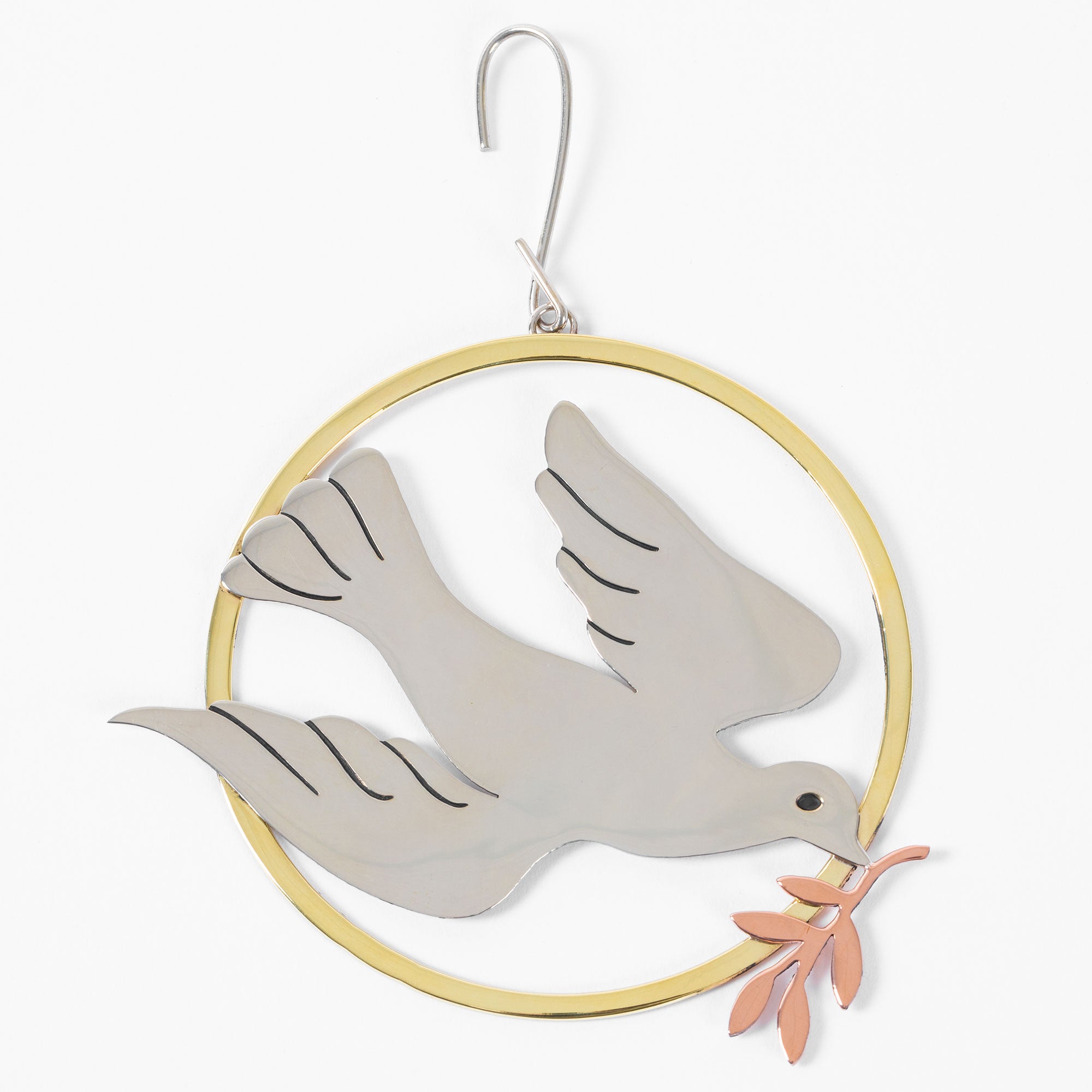 Premium Peace Dove Mixed Metal Ornament - Handcrafted Fair-Trade Decor