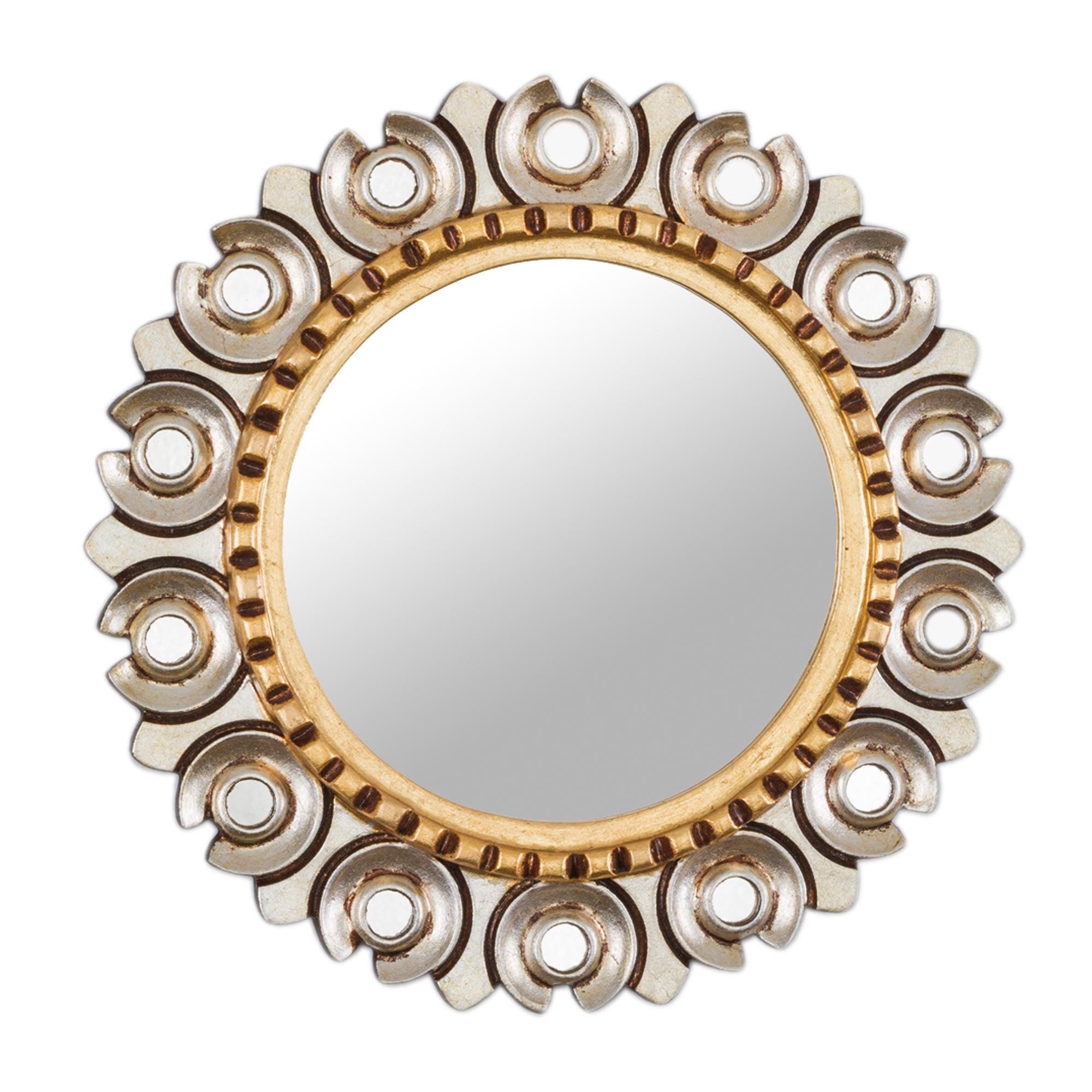 Premium Pair of Golden Fleur de Lis Mohena Wood Wall Mirrors with Bronze Leaf – Handcrafted in Peru