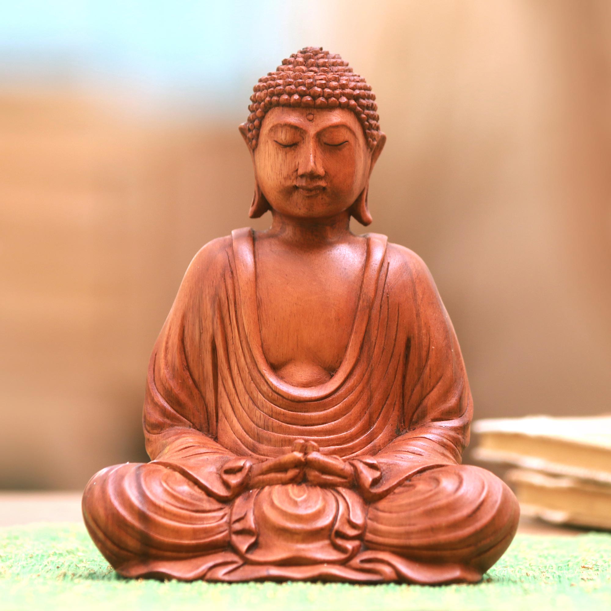 Premium Hand-Carved Suar Wood Buddha Sculpture – Serenity in Every Detail