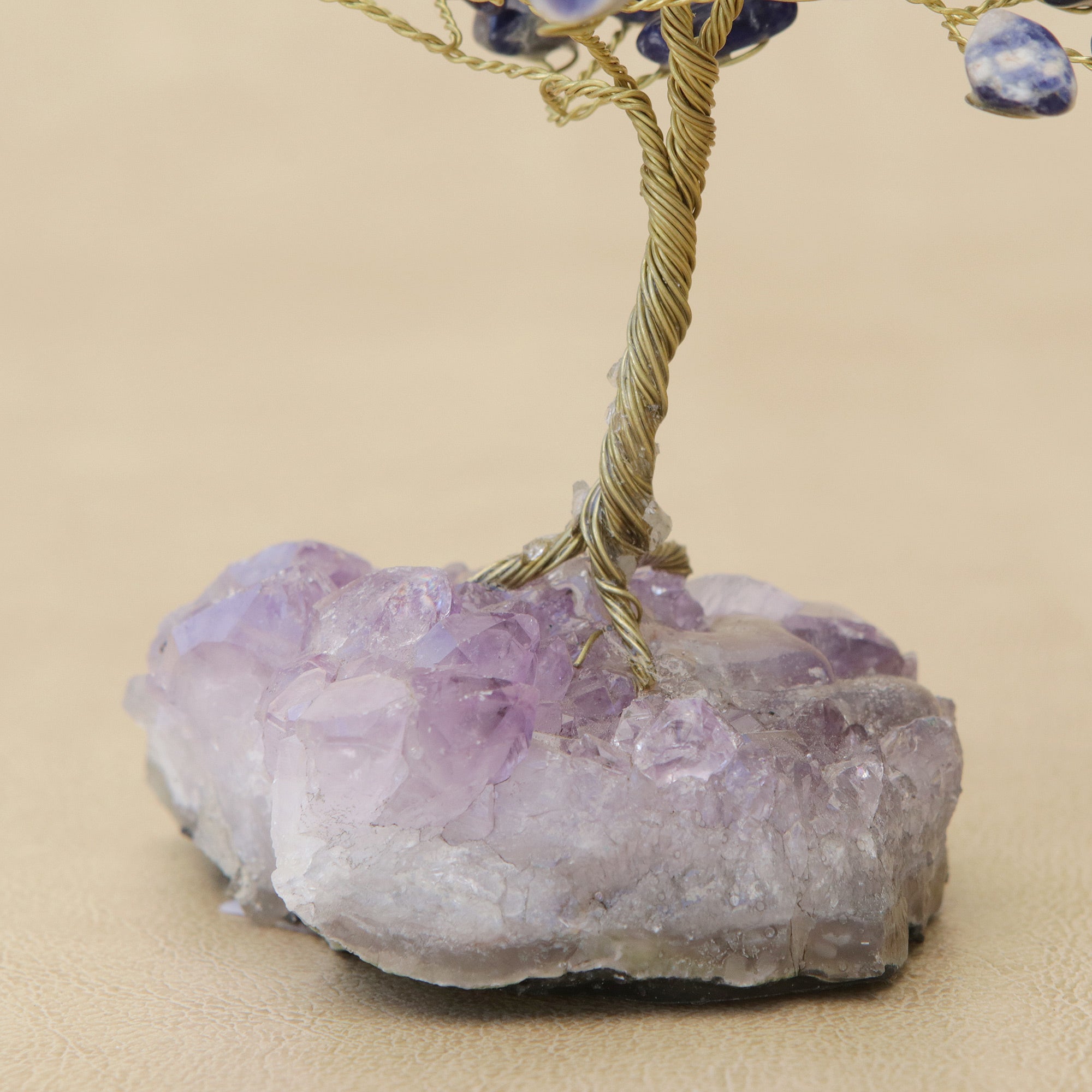 Premium Blue Sodalite Gemstone Tree with Amethyst Base – Handcrafted in Brazil