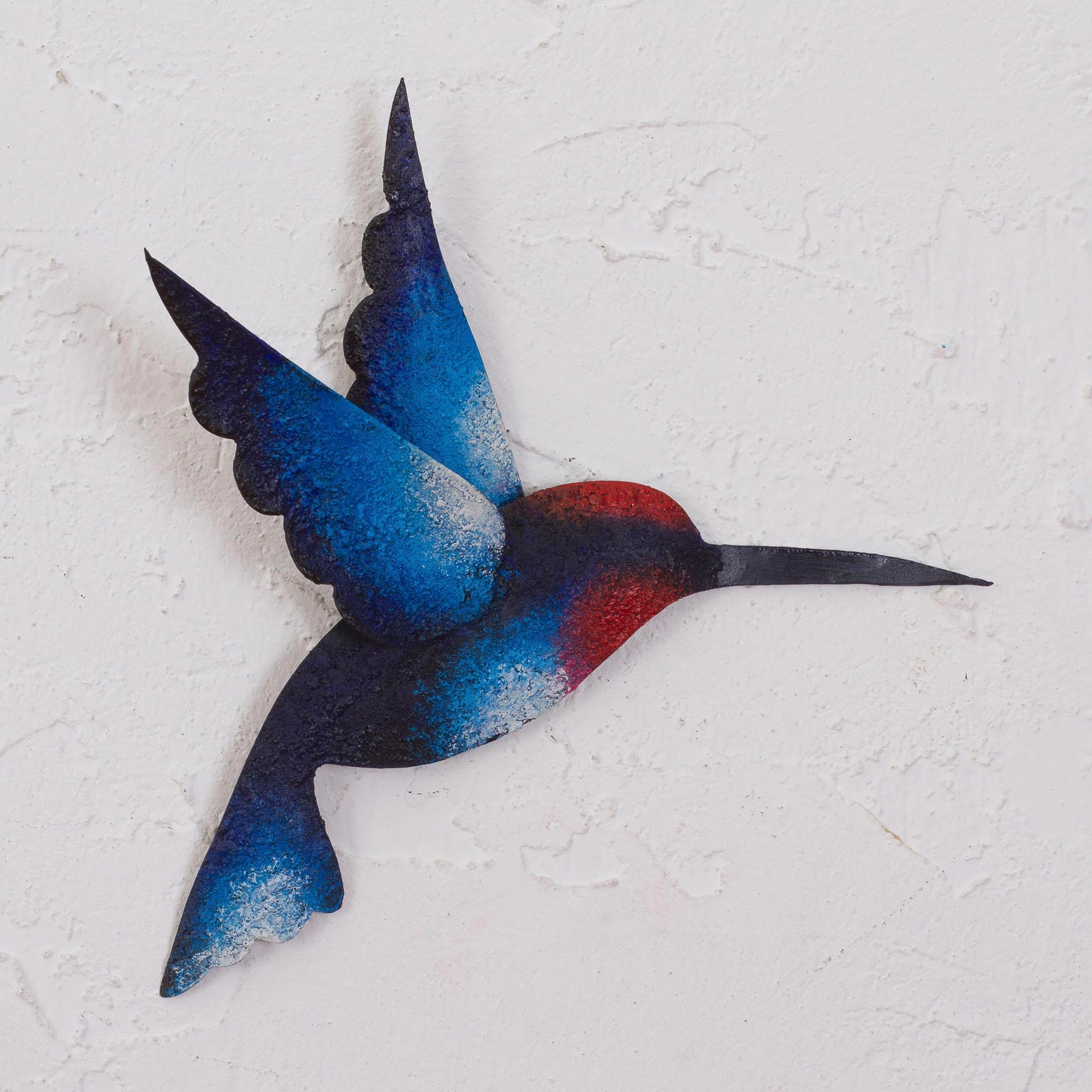 Premium Blue Hummingbird Steel Wall Art - Handcrafted Sculpture