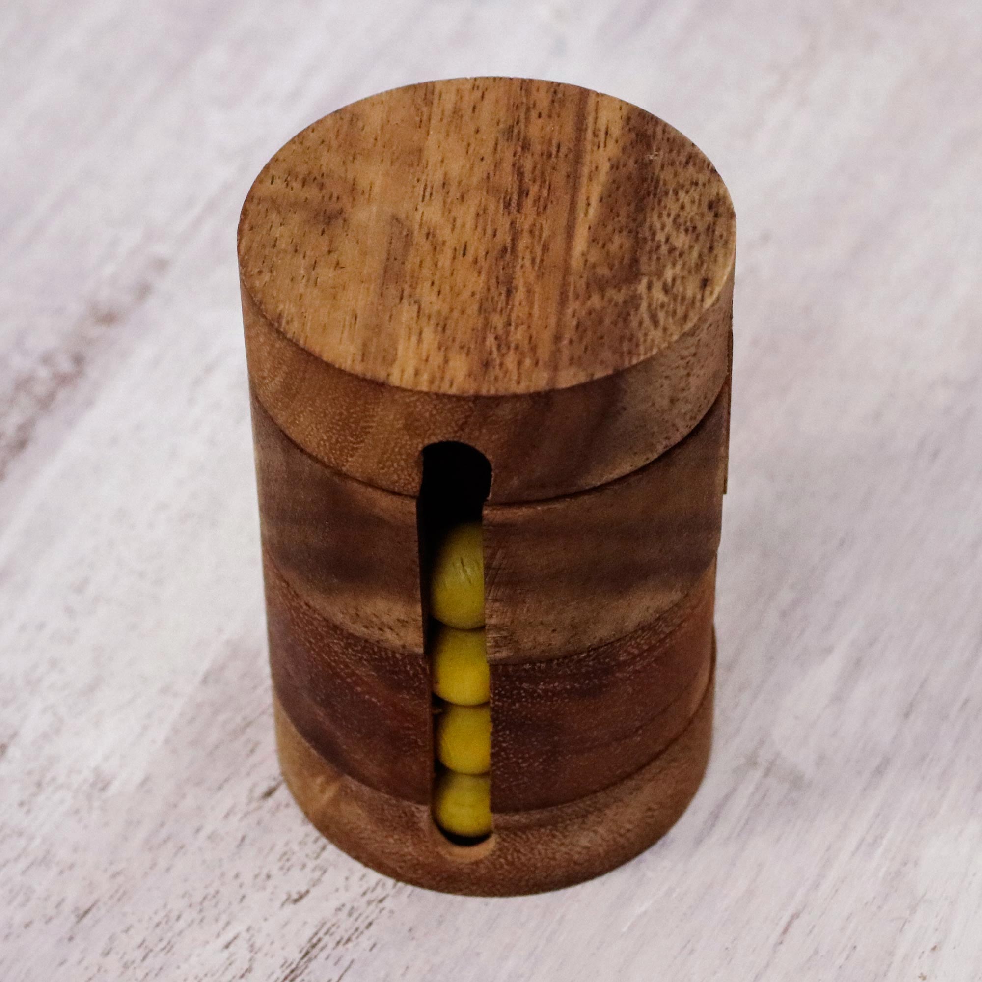 Premium Handcrafted Wooden Cylindrical Puzzle - Spin to Win Challenge by Waraporn Khamsuk