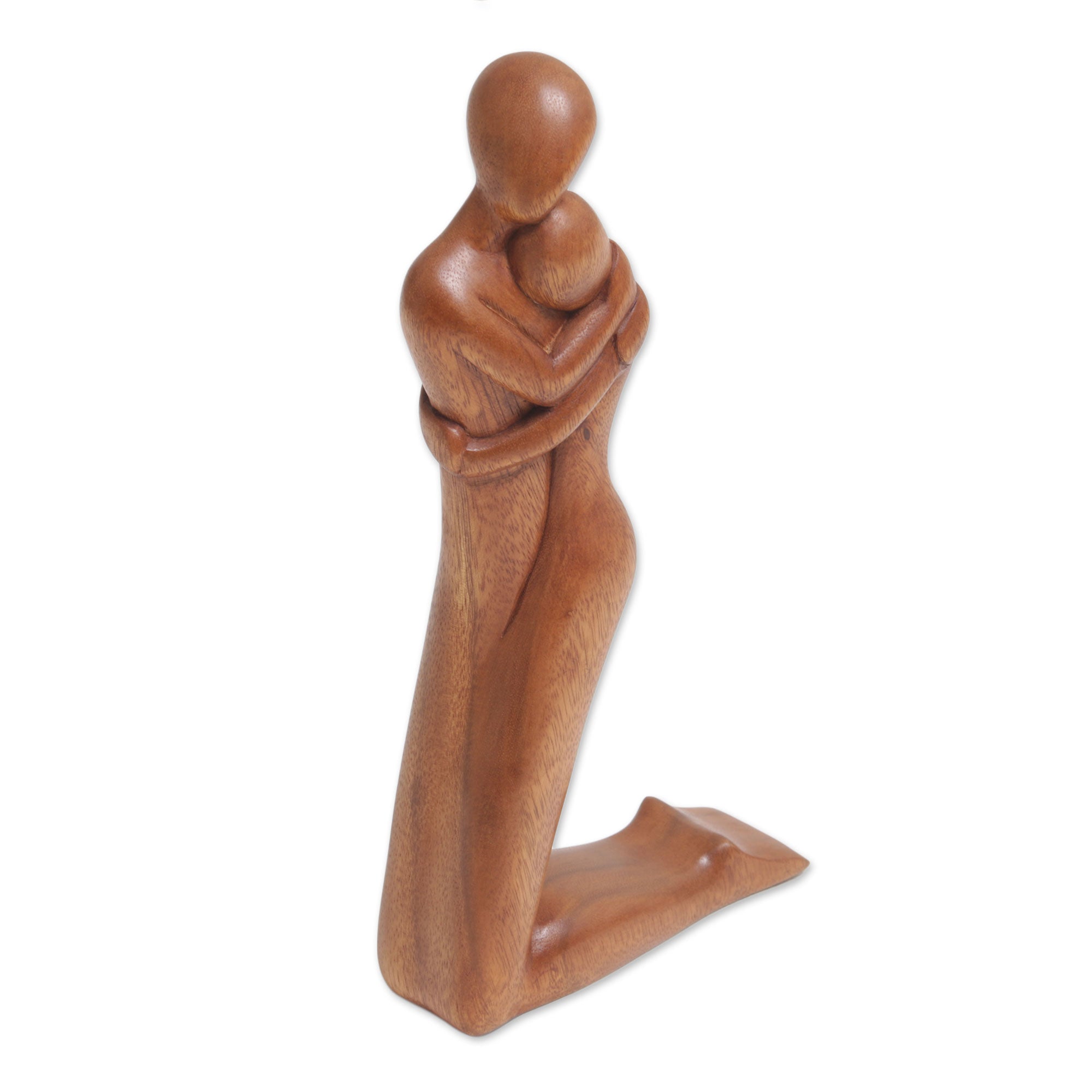 Premium Handcrafted 'Together in Love' Suar Wood Sculpture - Timeless Bali Artistry