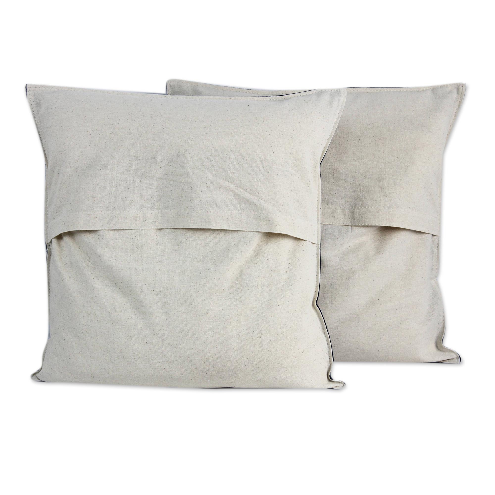 Premium Hmong Energy Thai Artisan Blue Batik Cotton Pillow Covers (Pair) - Handcrafted Home Decor