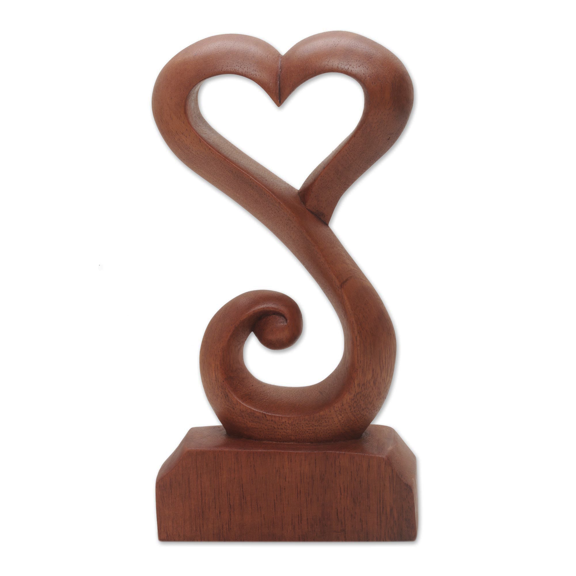 Premium Tangled Love Handcrafted Suar Wood Open Heart Sculpture - Unique Home Decor