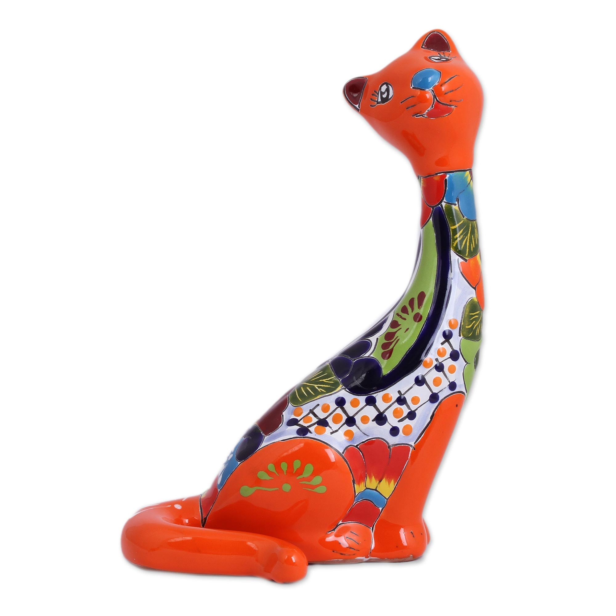 Premium Hand-Painted Ceramic Cat Sculpture – Unique Mexican Artistry