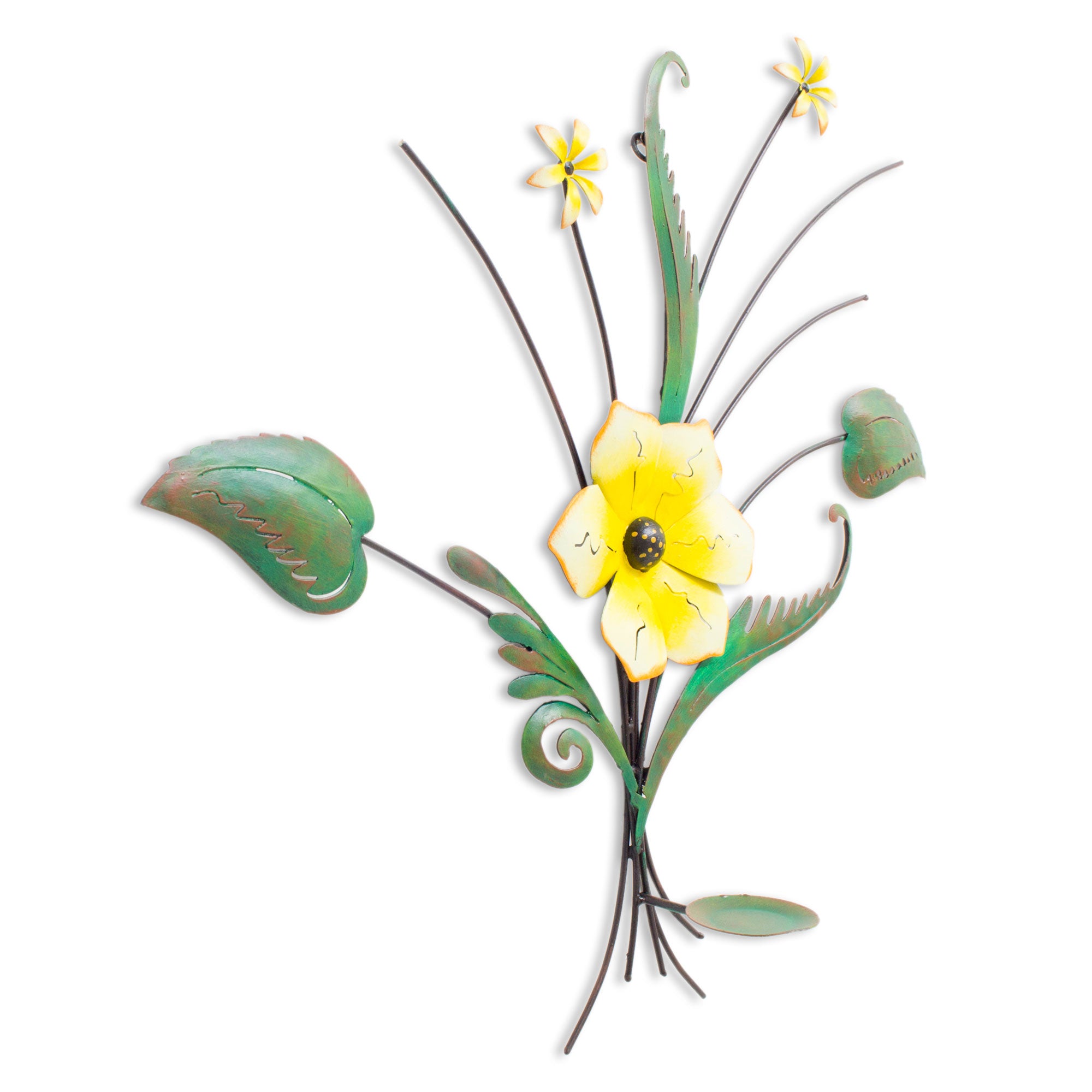 Premium Handcrafted Yellow Lily Iron Wall Sculpture – Artisan Elegance
