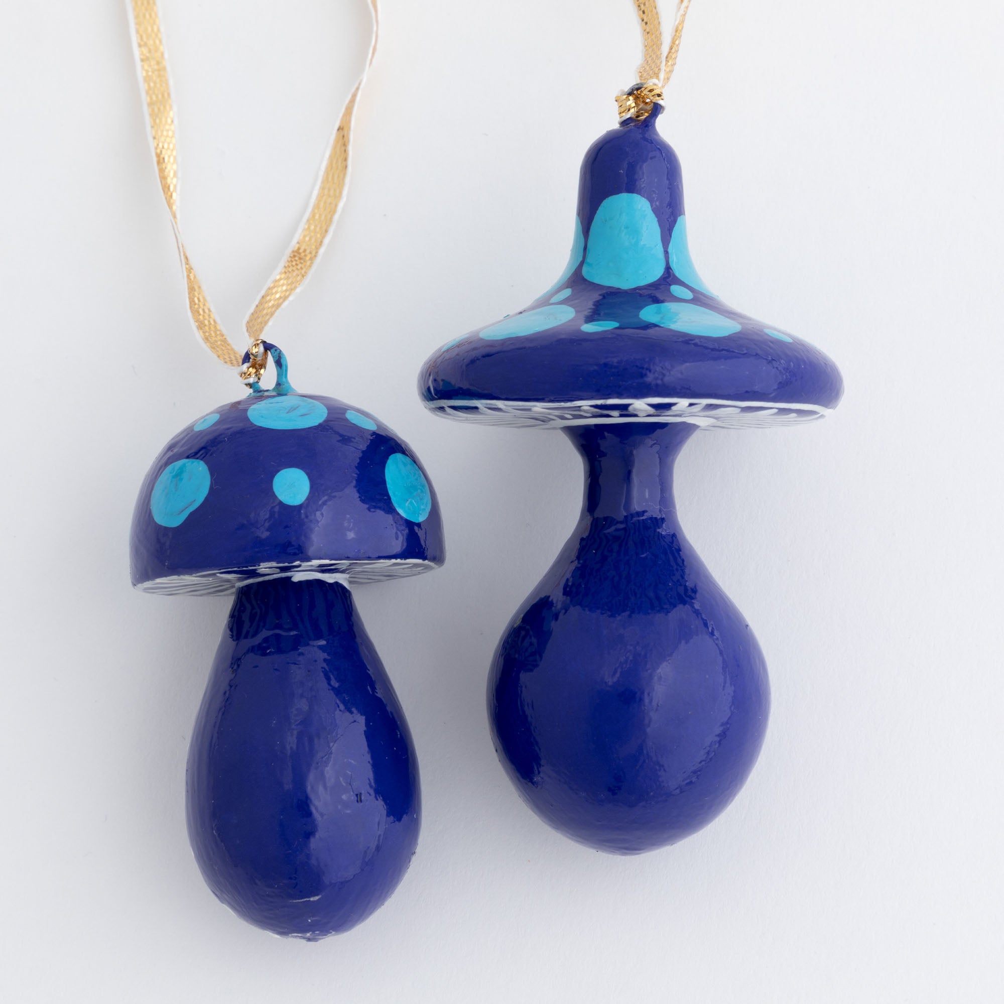 Premium Hand-Painted Mushroom Ornaments - Whimsical Christmas Set of 2