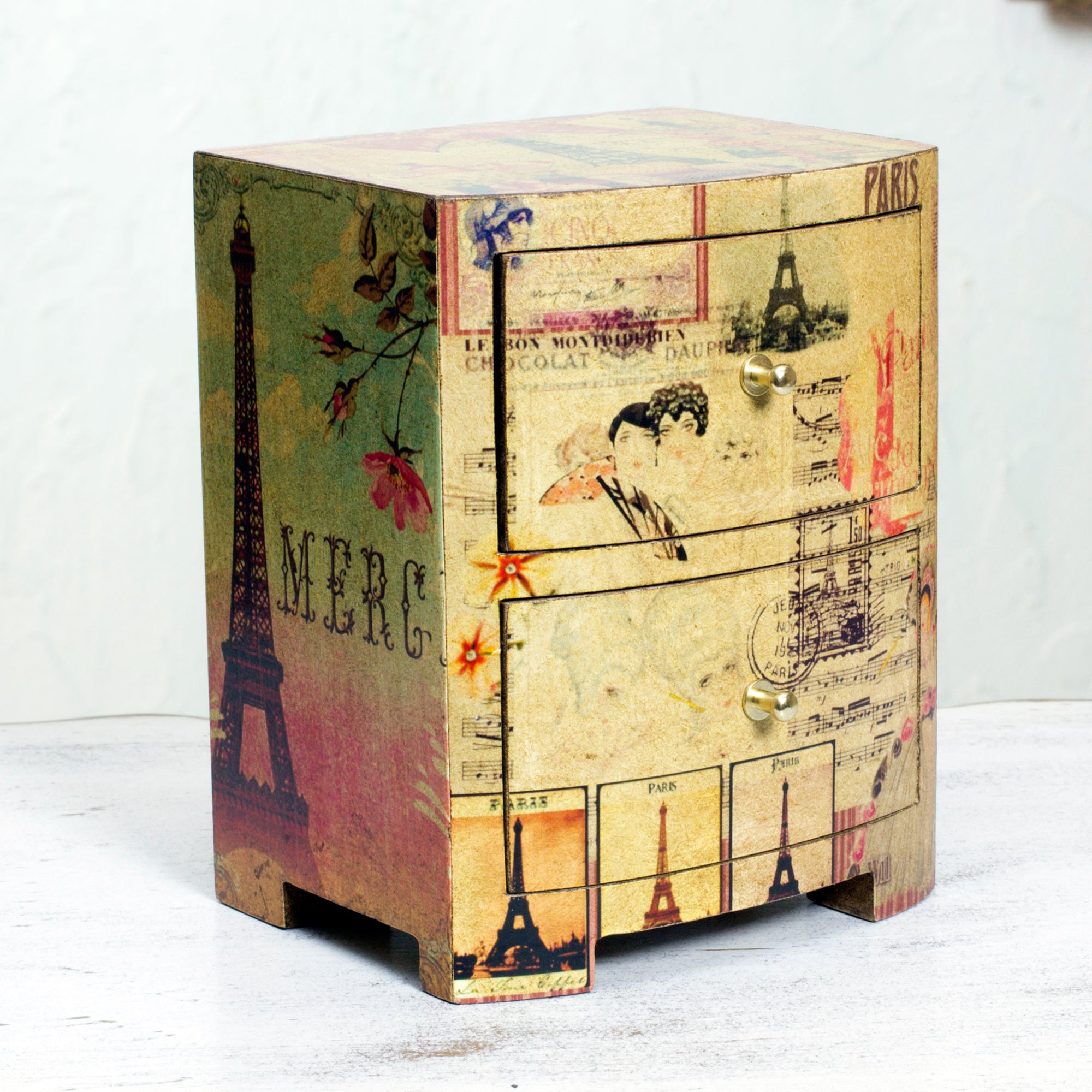 Premium Carlota's Secret Artisan Crafted Wood Decoupage Jewelry Chest - Ultimate Storage Solution