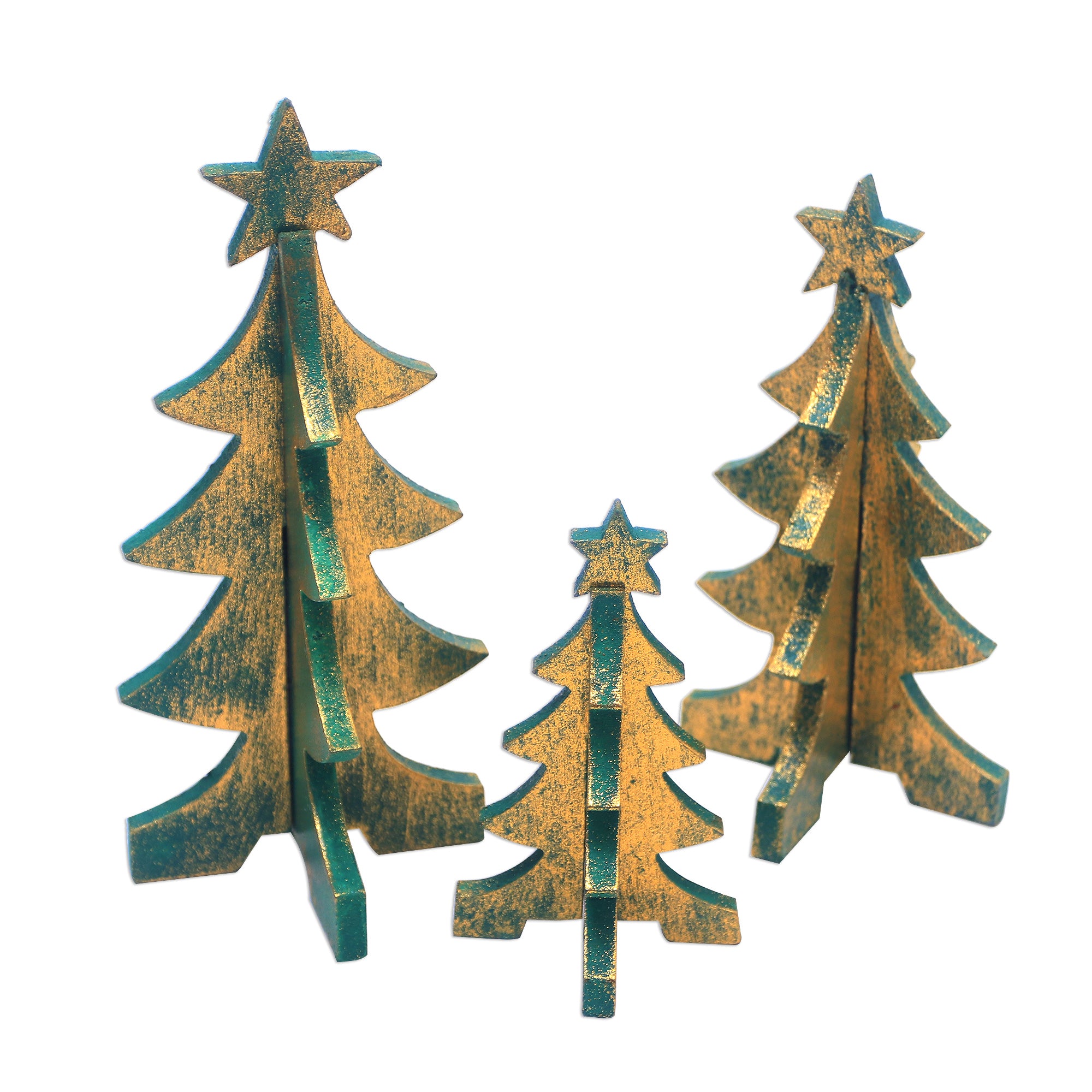 Premium Handcrafted Christmas Tree Set - Festive Tabletop Decor from Bali (Set of 3)