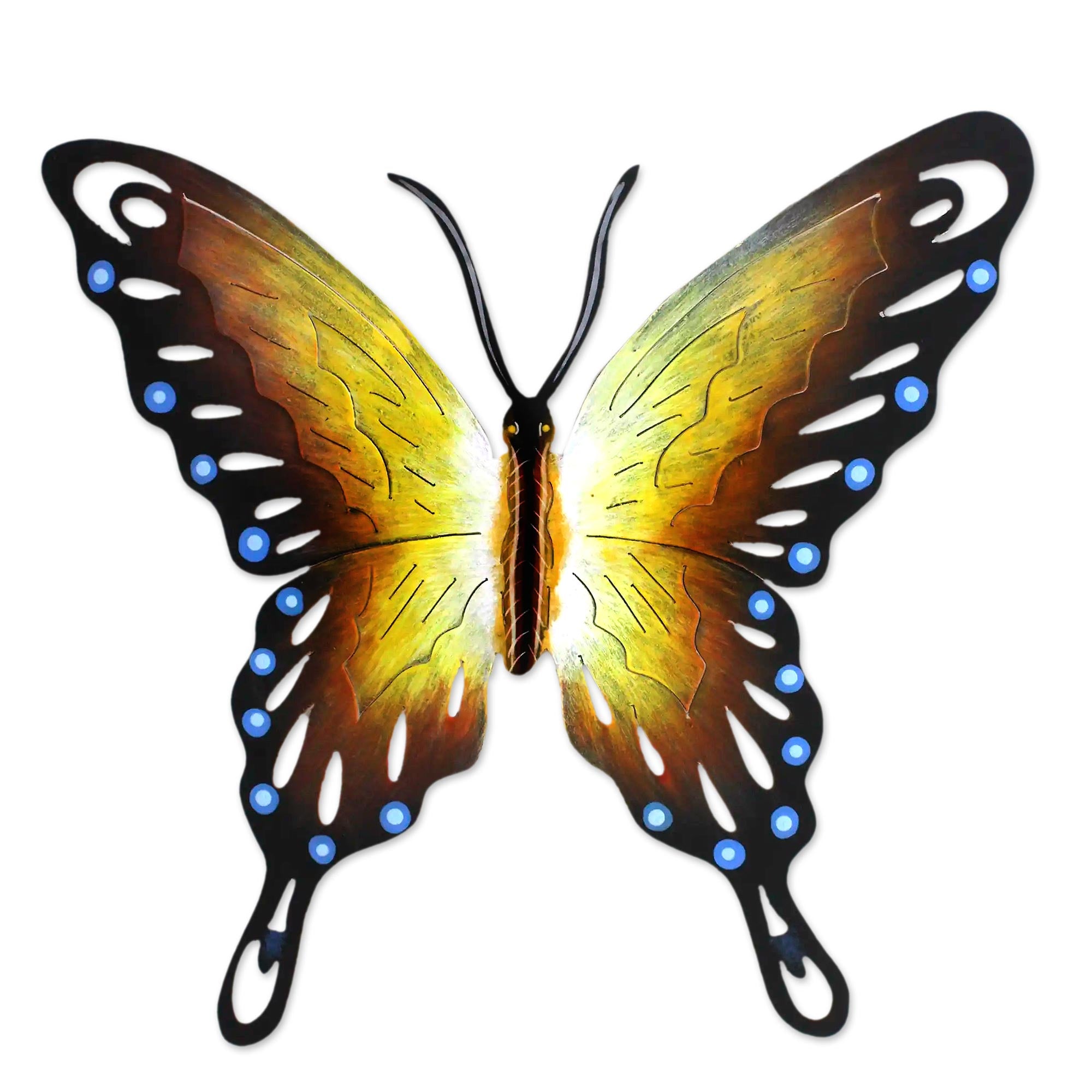 Premium Handcrafted Orange Butterfly Steel Wall Sculpture - Soul of Happiness