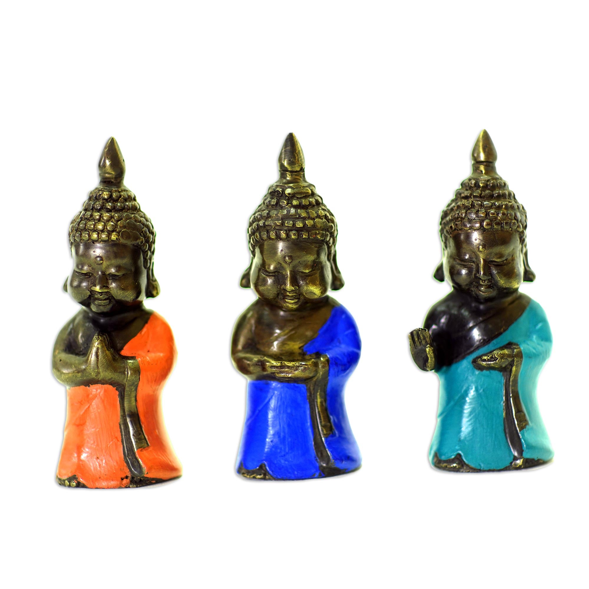Premium Handcrafted Bronze Buddha Figurine Set - Blessings in Trio