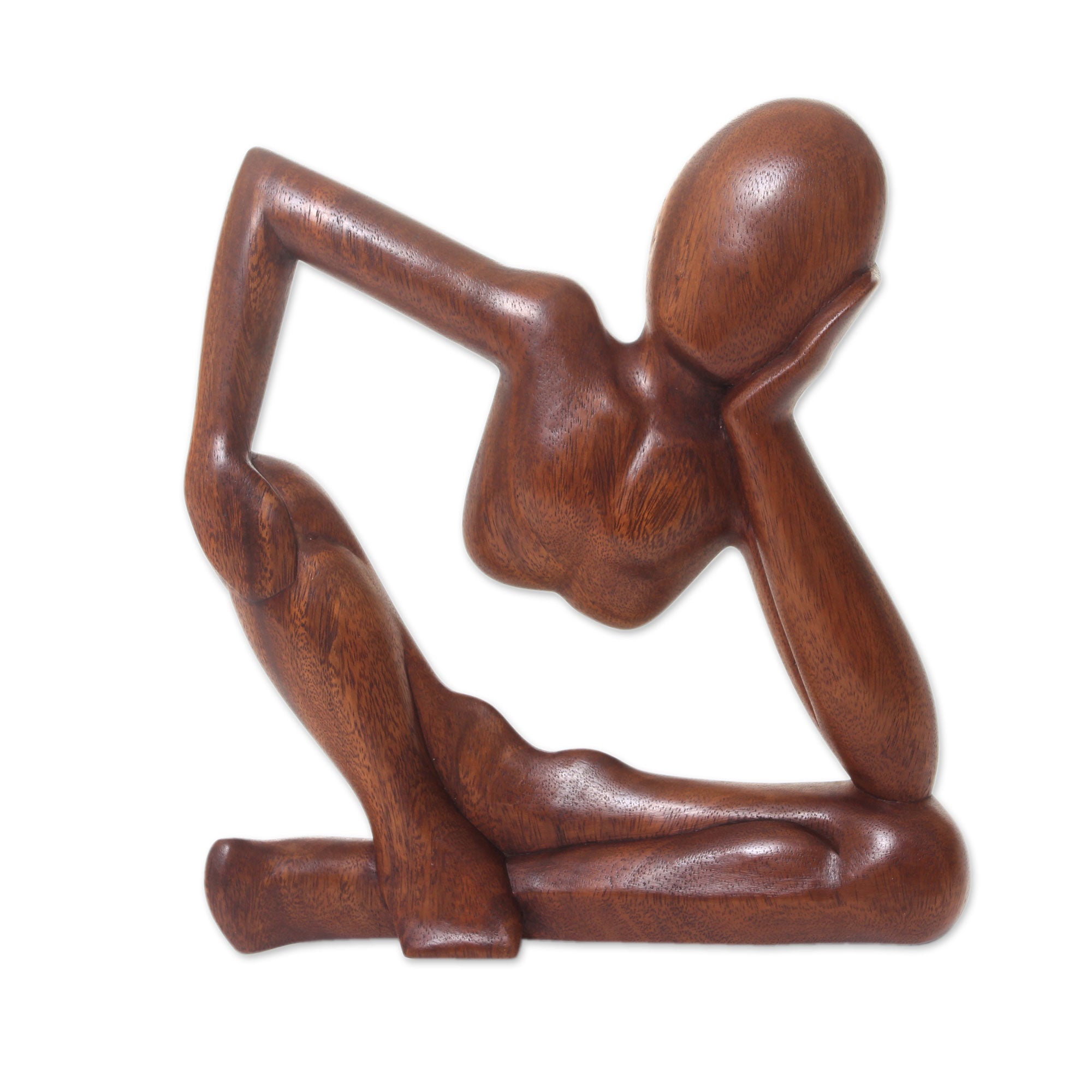 Premium Handcrafted Suar Wood Wall Sculpture - Relaxed Figure Art Piece