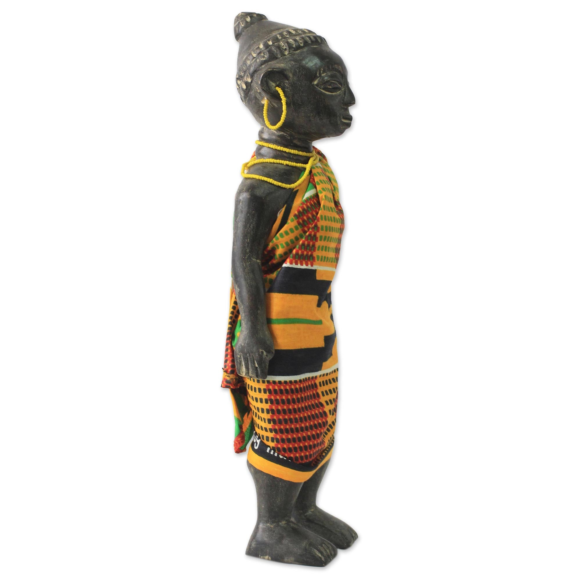 Premium Ghana Queen Mother Wood Sculpture - Handcrafted Artistry